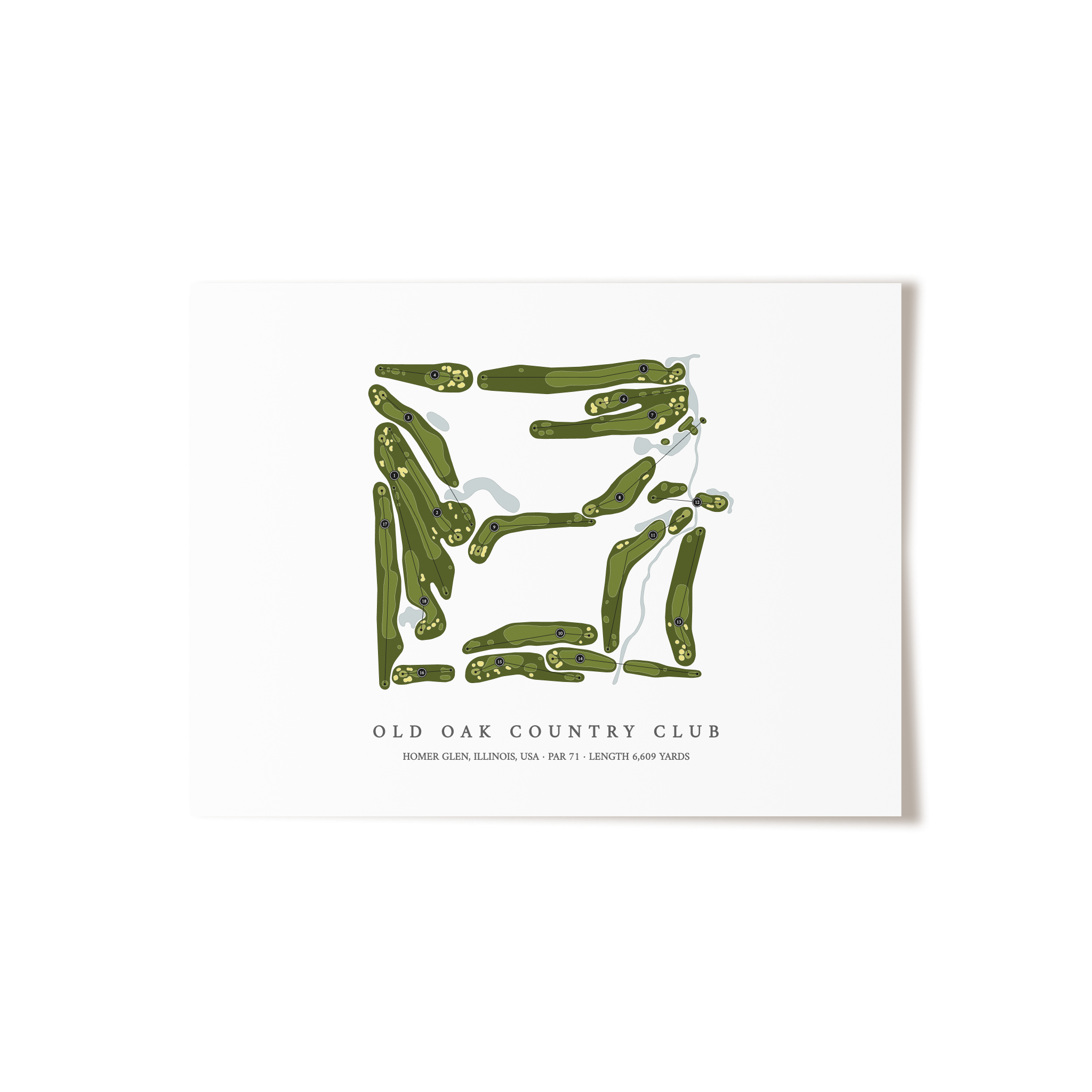Old Oak Country Club | Golf Course Map | Unframed