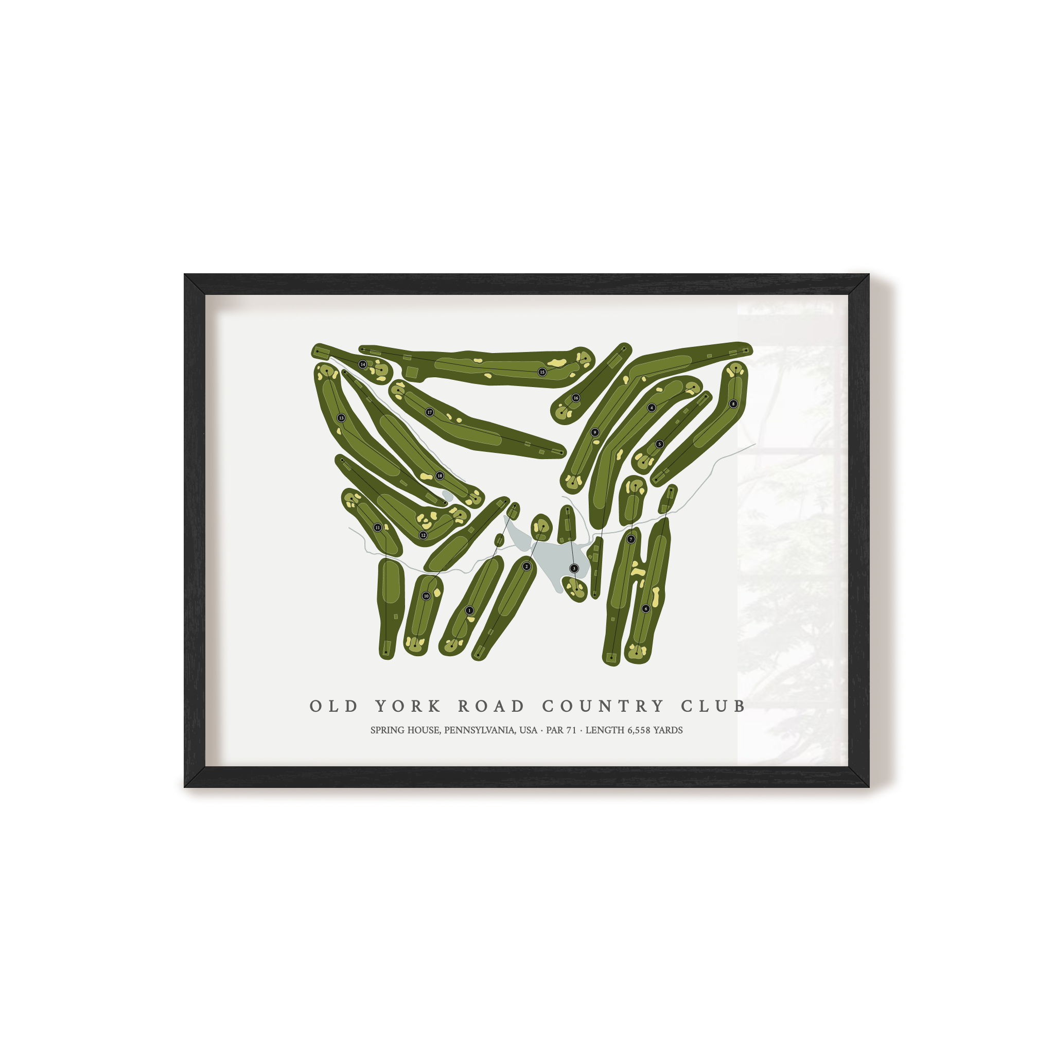Old York Road Country Club | Golf Course Map | Black Frame