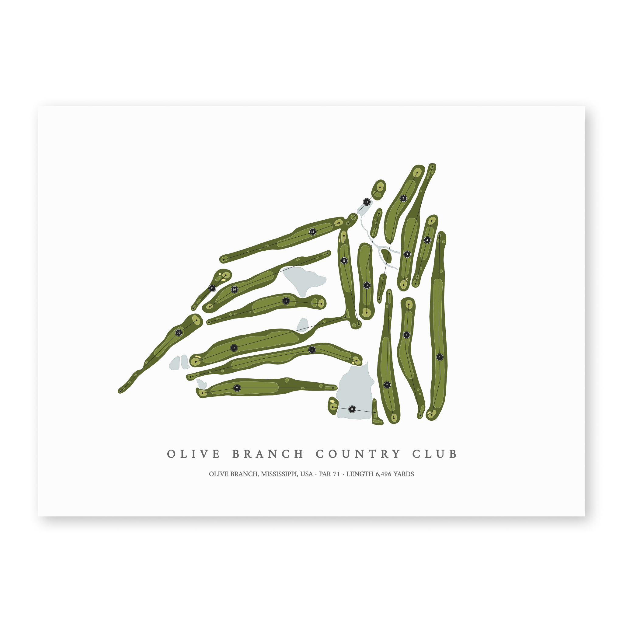 Olive Branch Country Club | Golf Course Map | Unframed