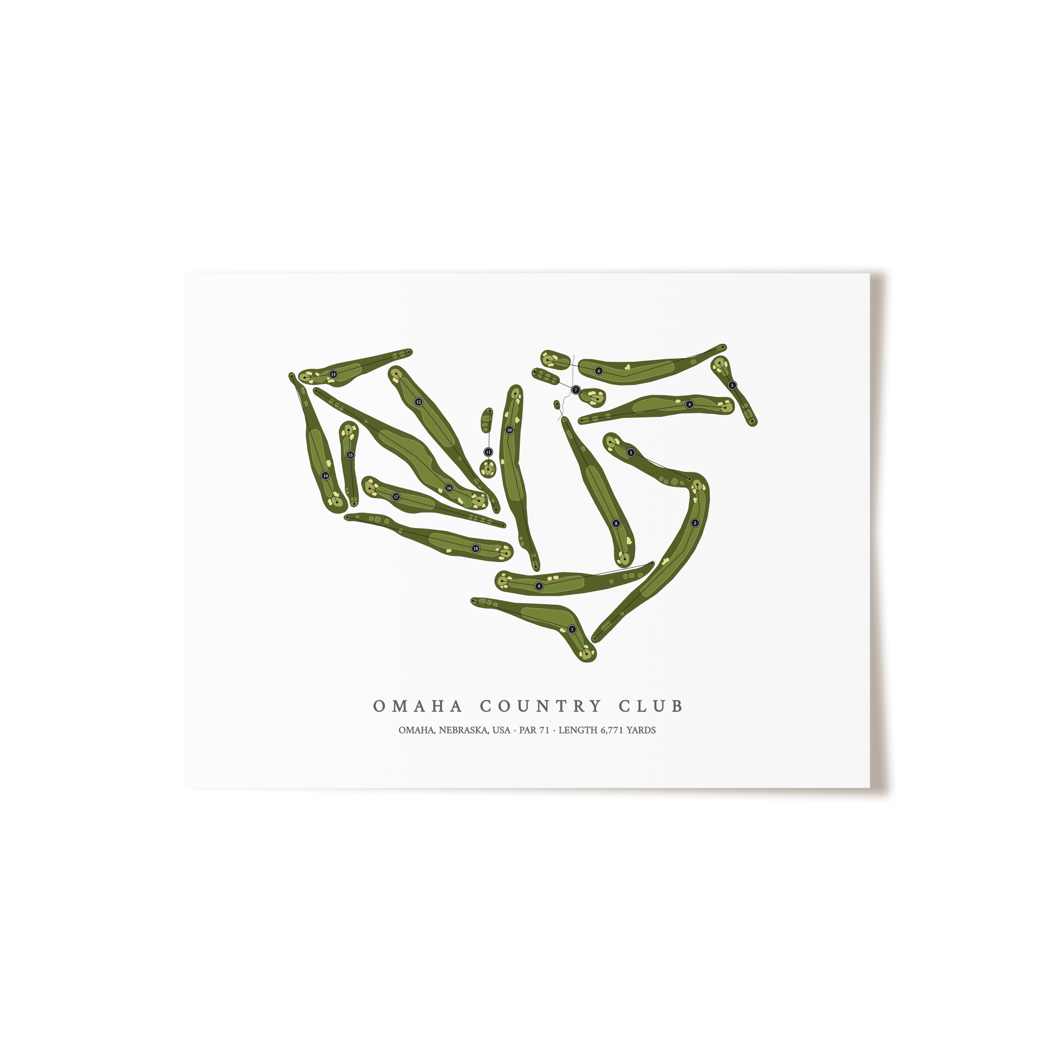 Omaha Country Club | Golf Course Map | Unframed