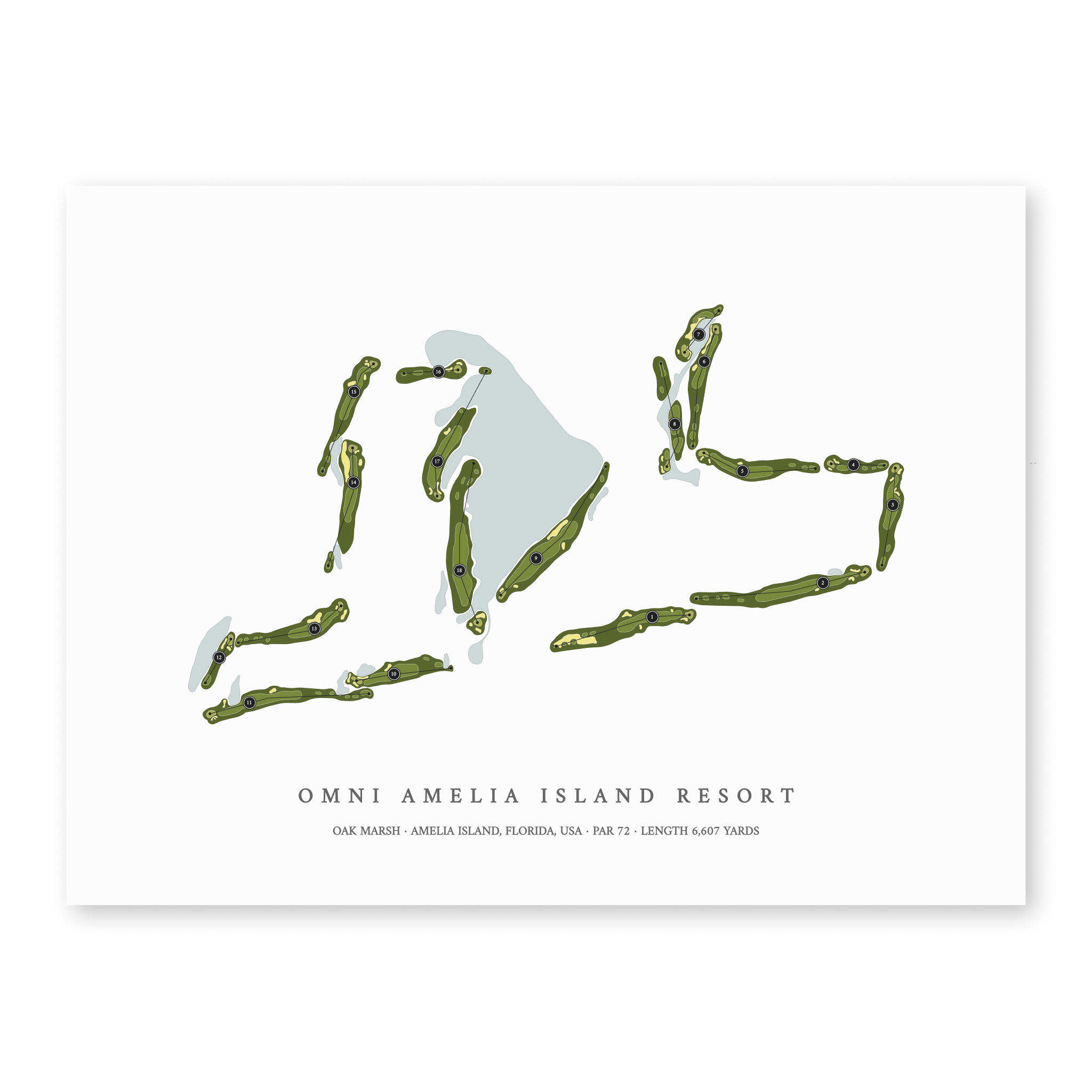 Omni Amelia Island Resort - Oak Marsh | Golf Course Map | Unframed