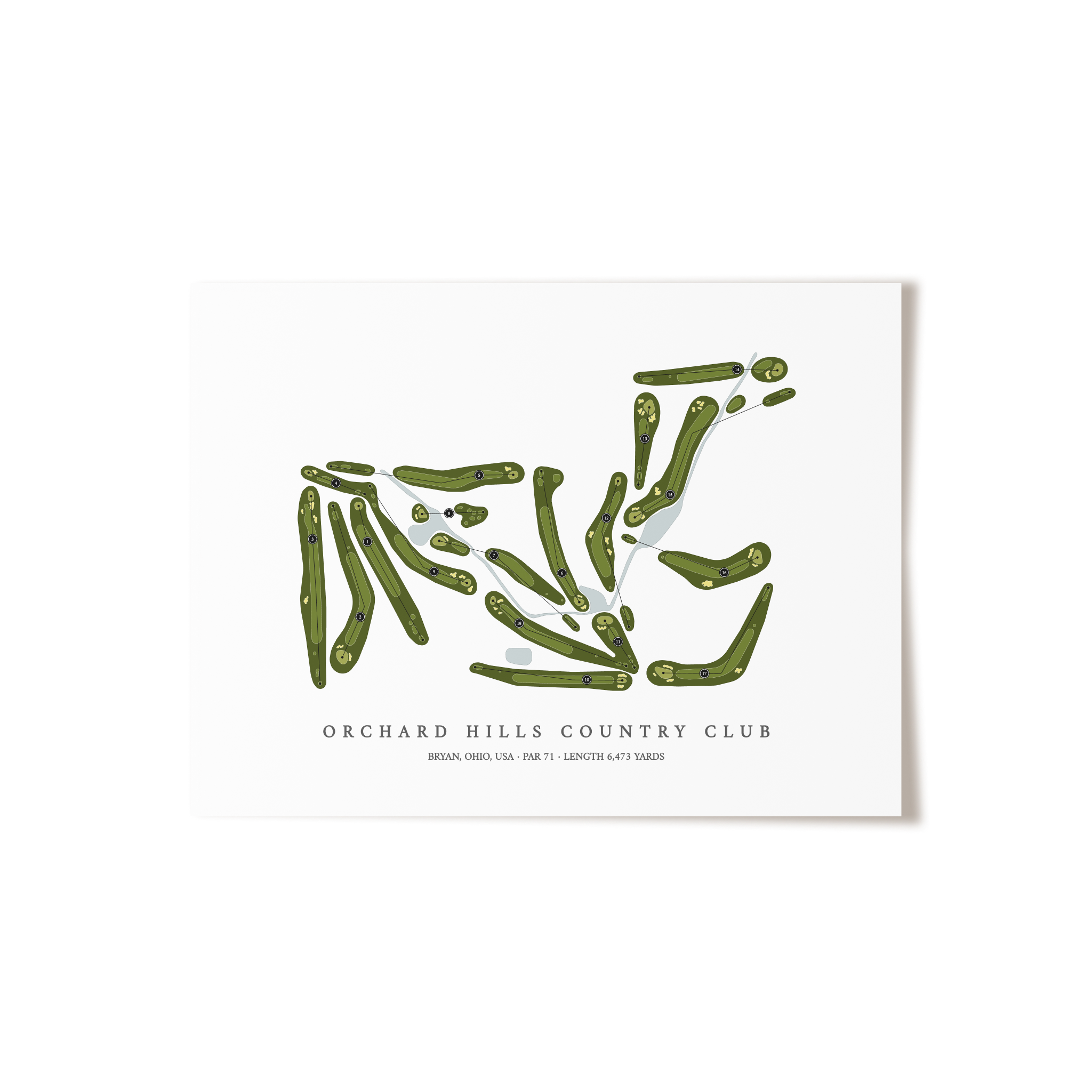 Orchard Hills Country Club | Golf Course Map | Unframed