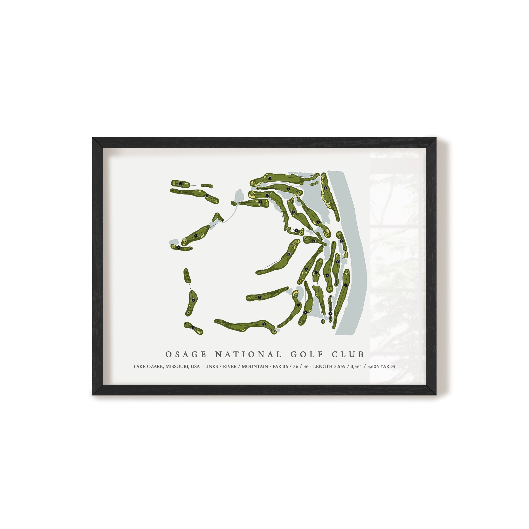 Osage National Golf Club | Golf Course Map | Black Frame