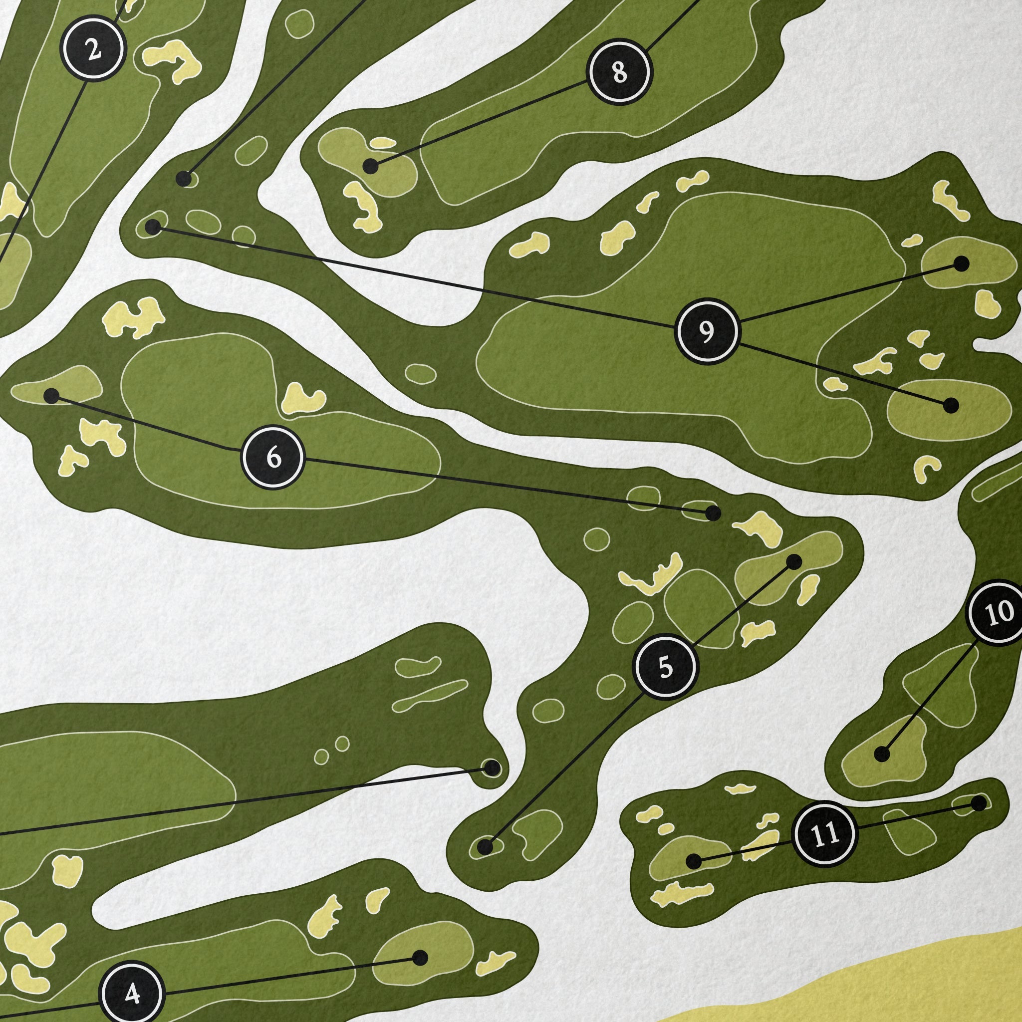 Pacific Dunes | Golf Course Print | Close Up