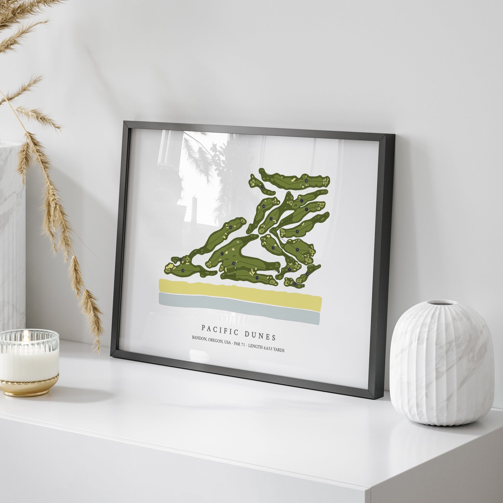 Pacific Dunes | Golf Course Print | On Table