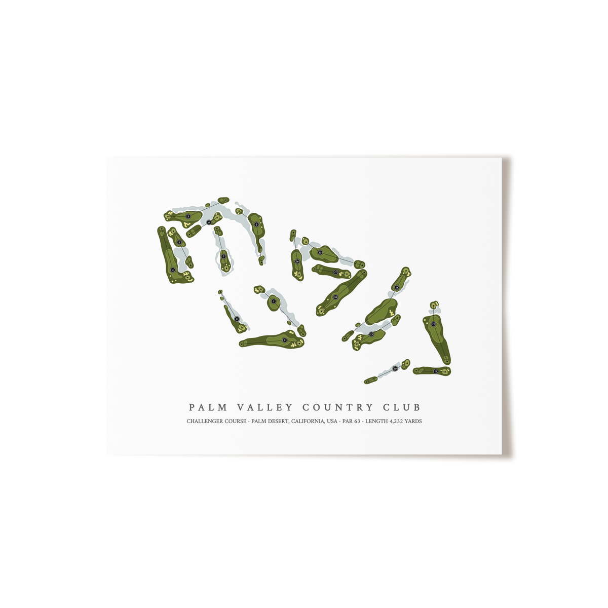 Palm Valley Country Club - Challenger Course | Golf Course Map | Unframed