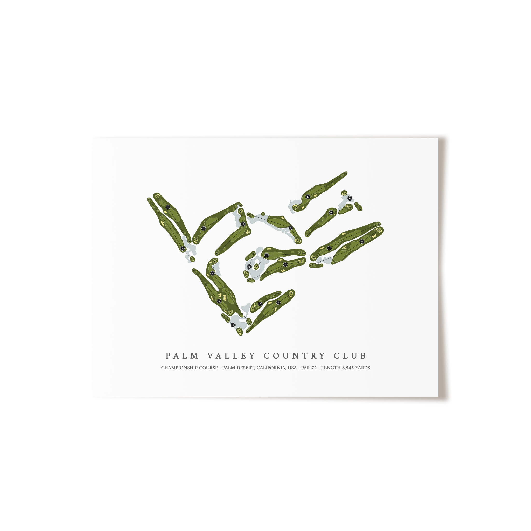 Palm Valley Country Club - Championship Course | Golf Course Map | Unframed