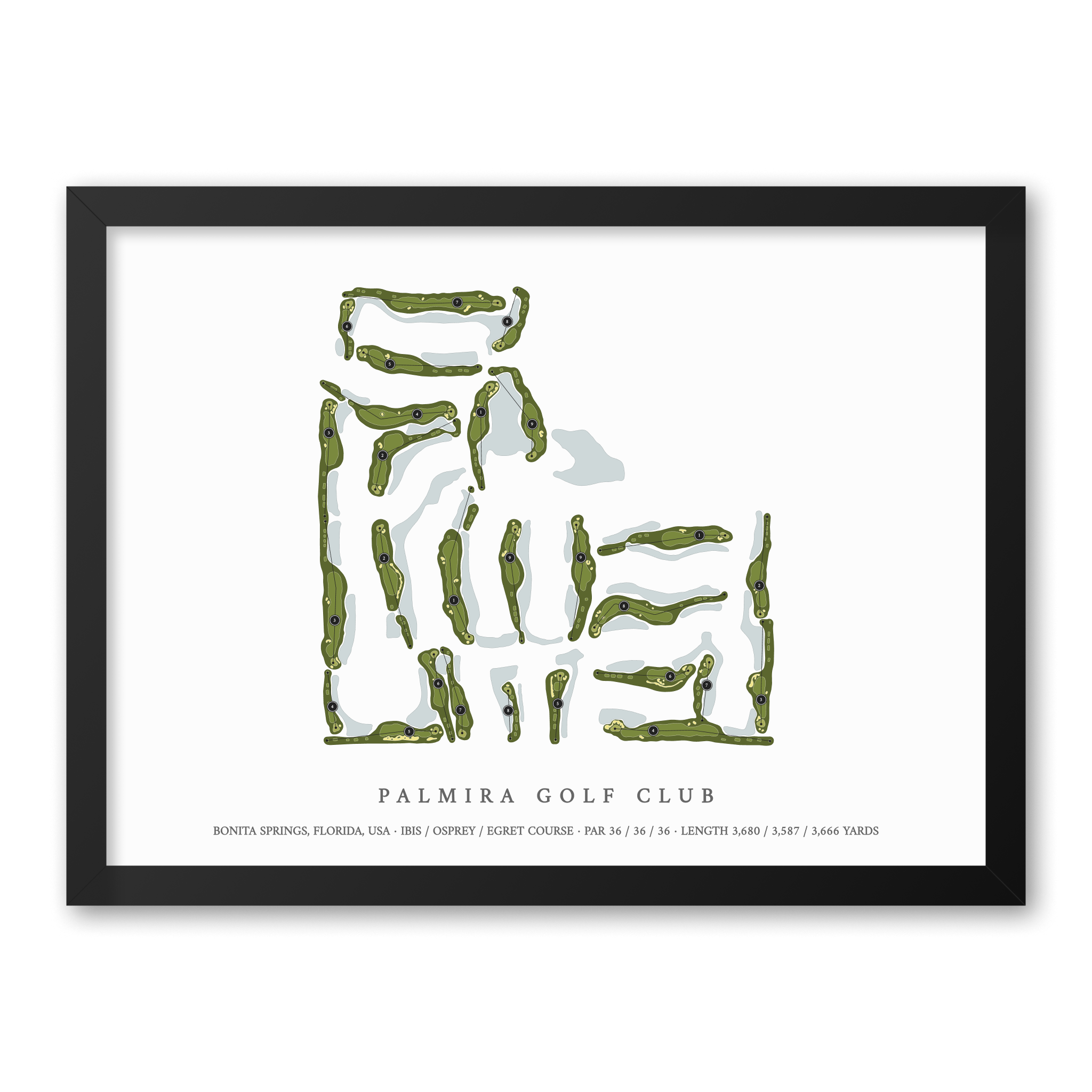 Palmira Golf Club | Golf Course Map | Black Frame