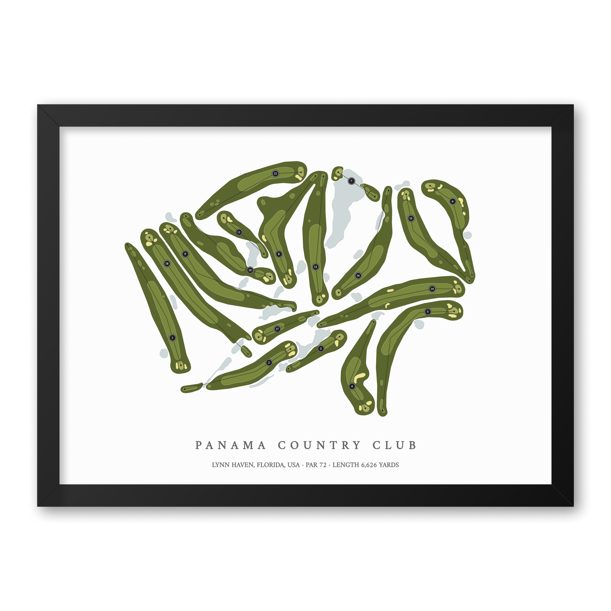 Panama Country Club | Golf Course Map | Black Frame