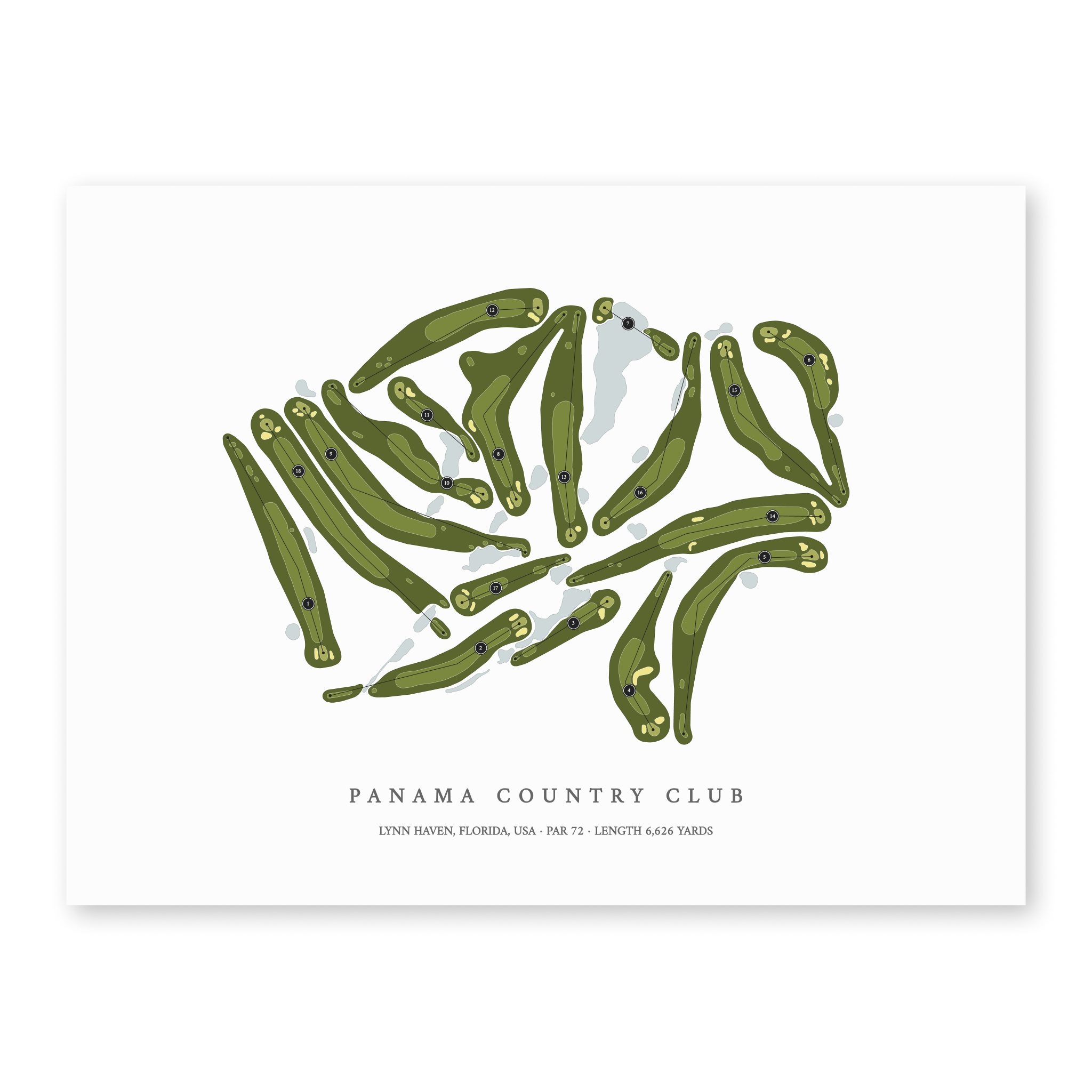 Panama Country Club | Golf Course Map | Unframed