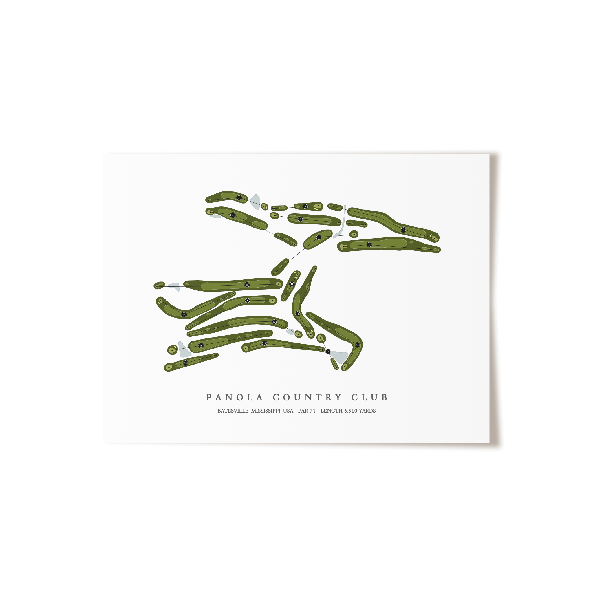 Panola Country Club | Golf Course Map | Unframed