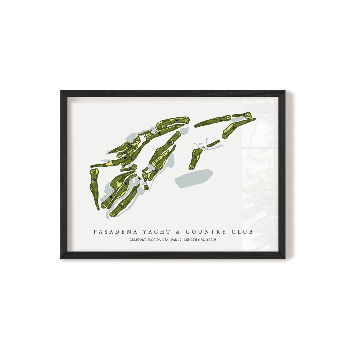 Pasadena Yacht & Country Club | Golf Course Map | Black Frame
