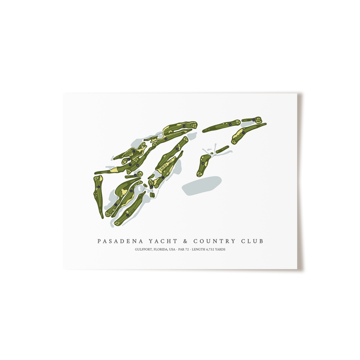 Pasadena Yacht & Country Club | Golf Course Map | Unframed