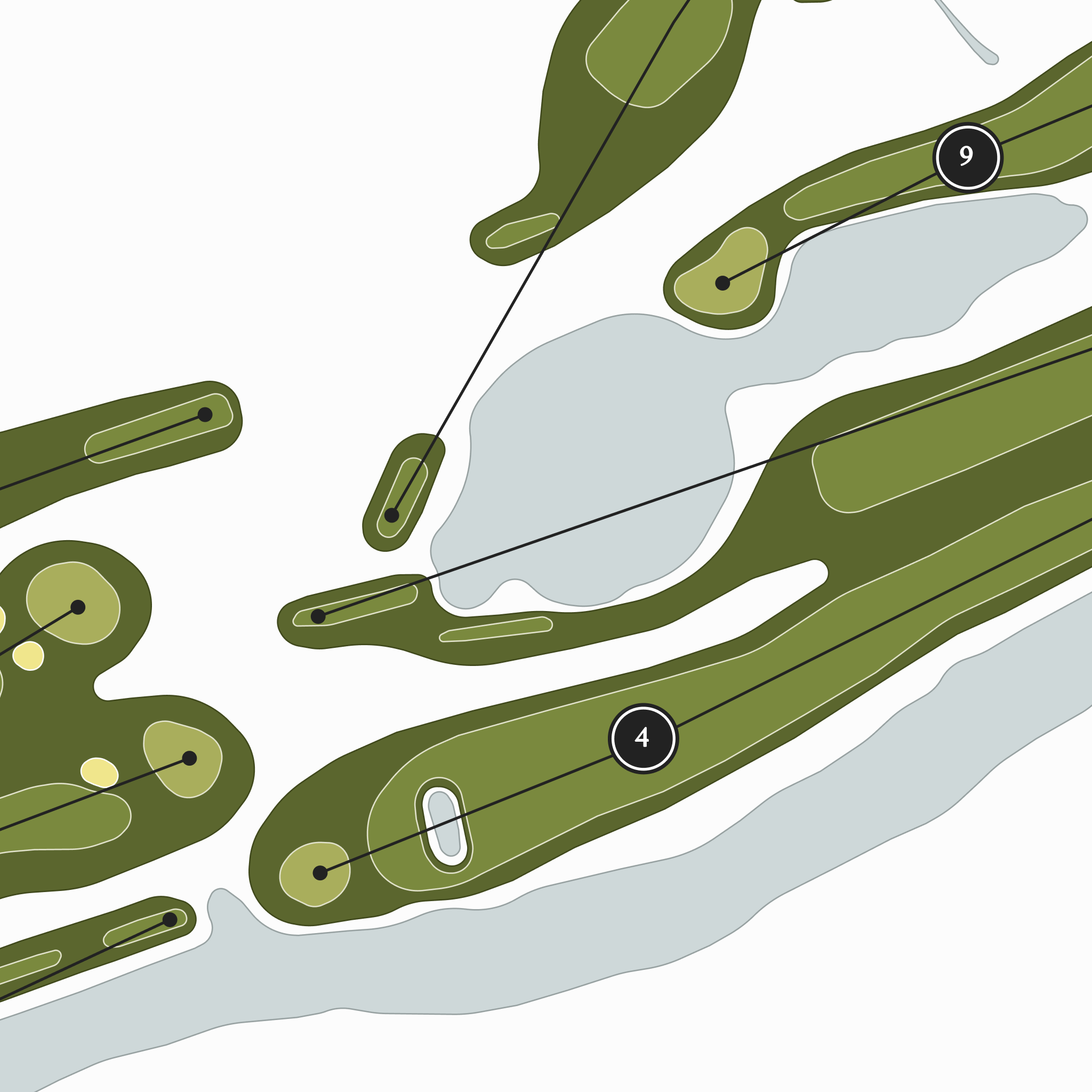 Peace Pipe Country Club | Golf Course Map | Close Up With Hole Numbers