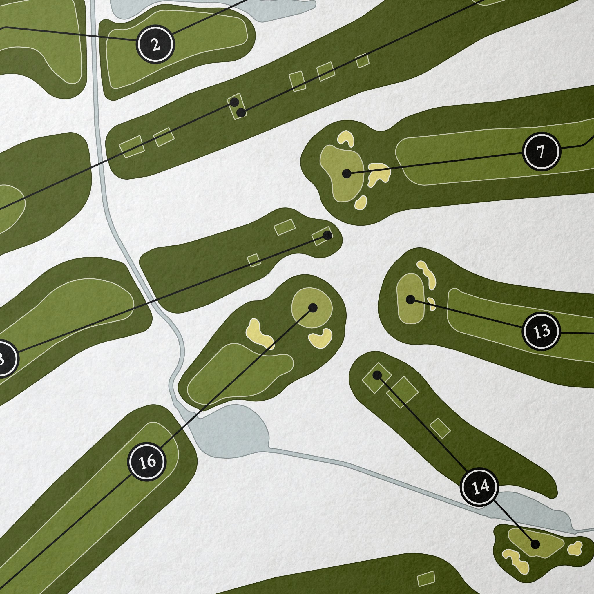 Peachtree Golf Club | Golf Course Print | Close Up