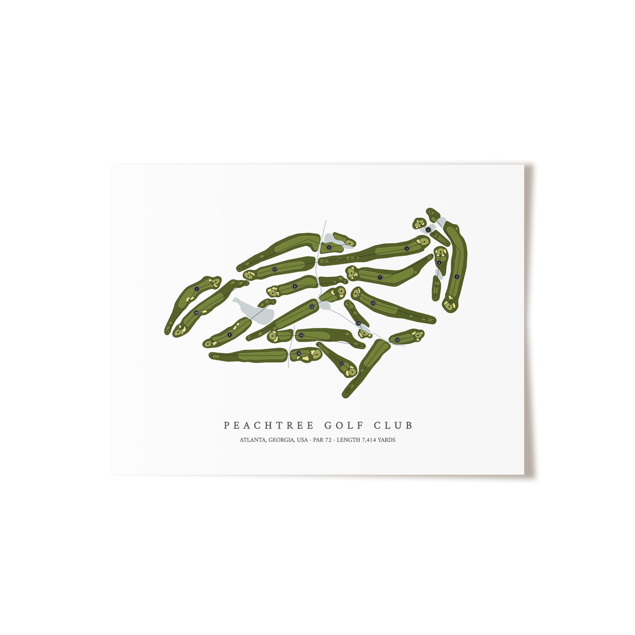 Peachtree Golf Club | Golf Course Print | Unframed