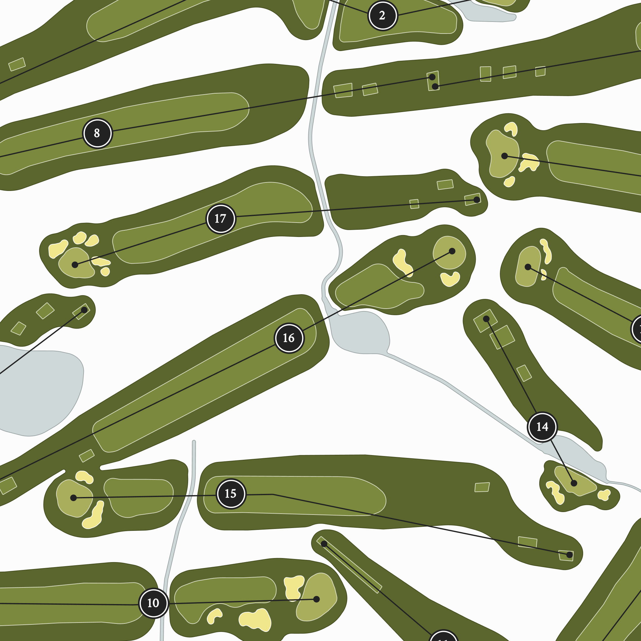 Peachtree Golf Club | Golf Course Print | Close Up