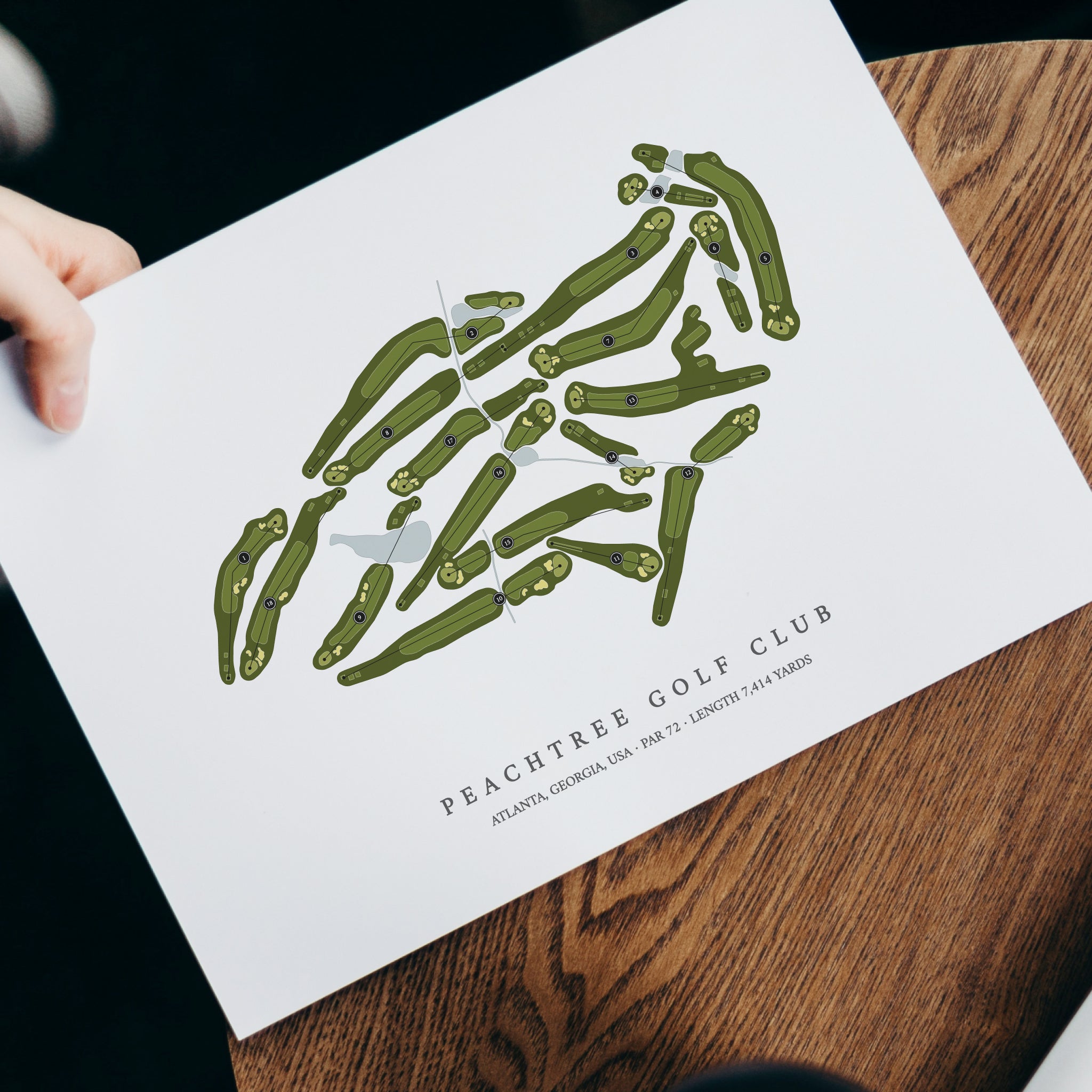 Peachtree Golf Club | Golf Course Print | With Laptop