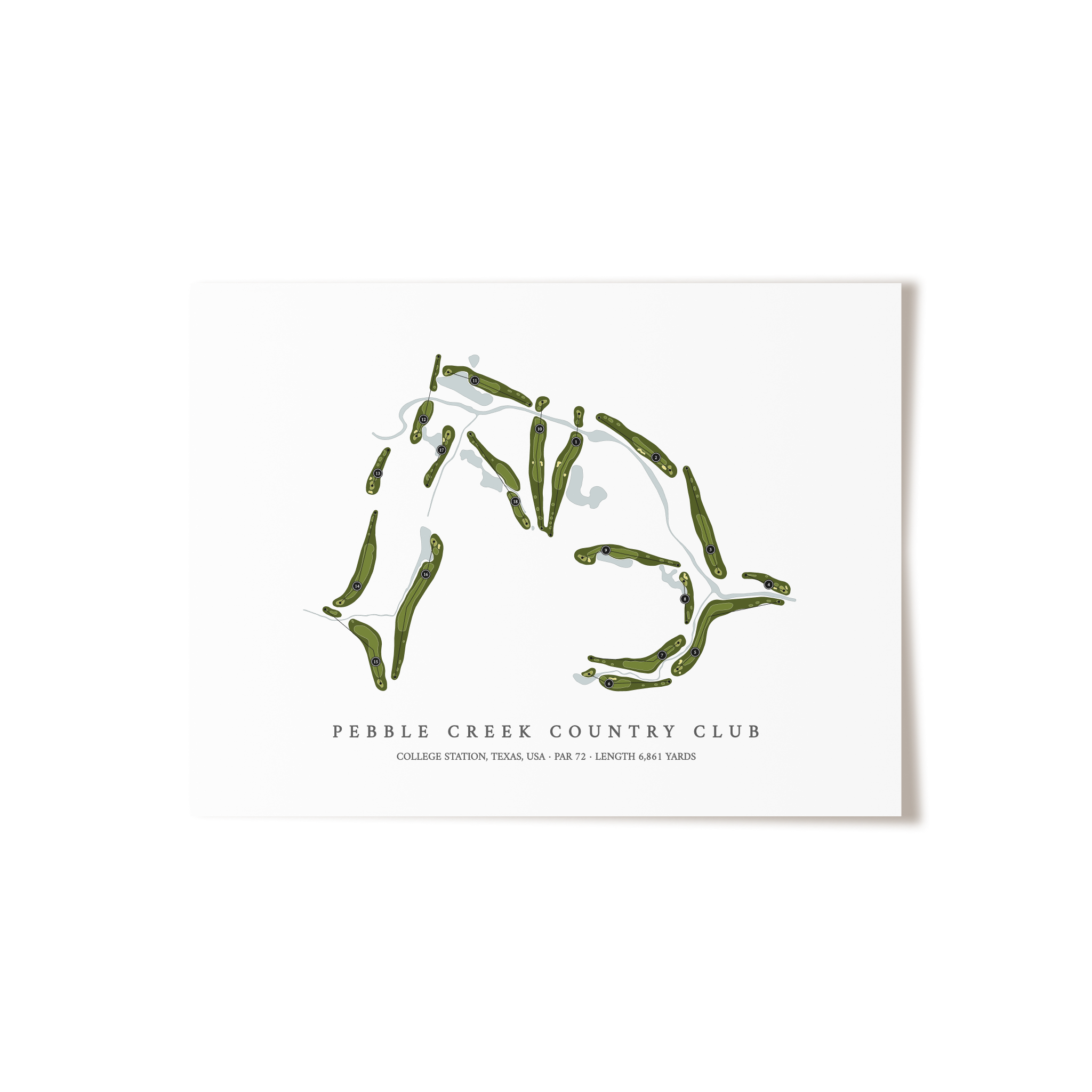 Pebble Creek Country Club | Golf Course Map | Unframed