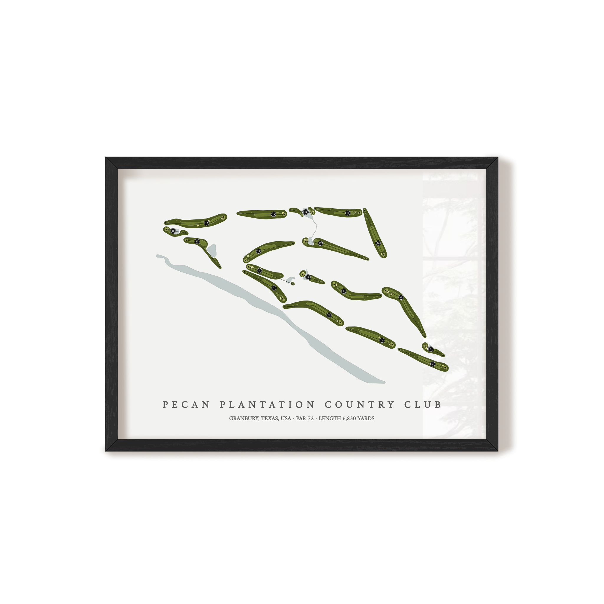 Pecan Plantation Country Club | Golf Course Map | Black Frame