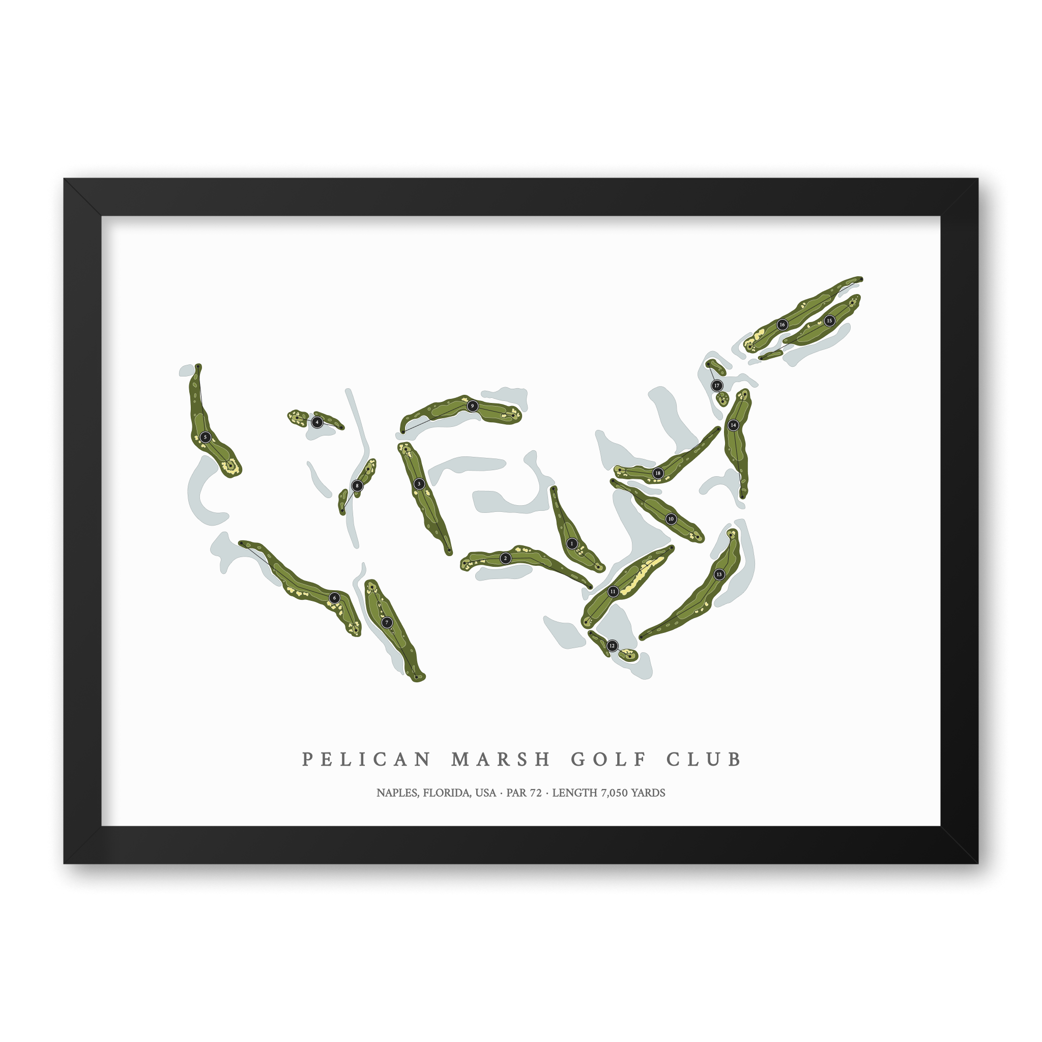 Pelican Marsh Golf Club | Golf Course Map | Black Frame