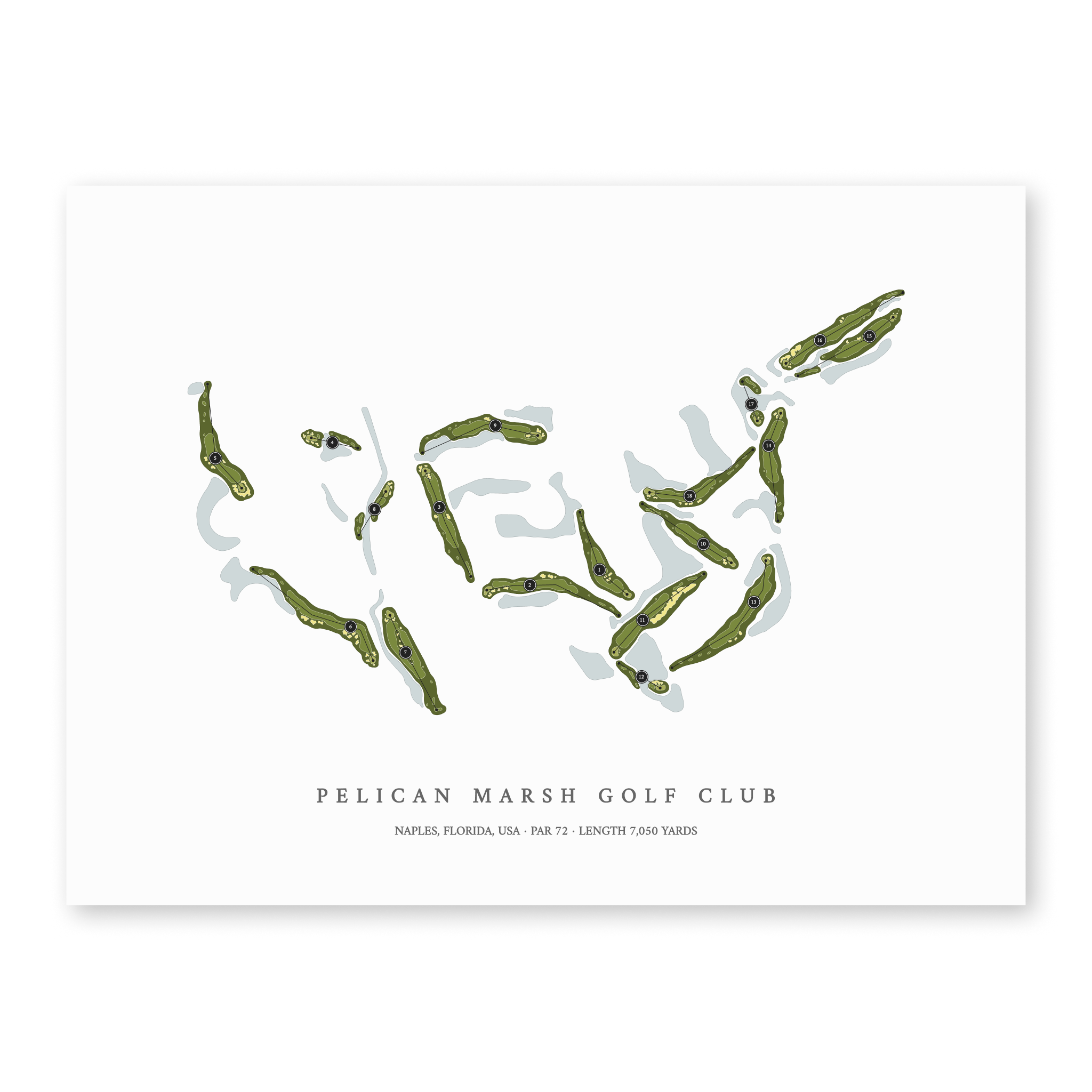 Pelican Marsh Golf Club | Golf Course Map | Unframed