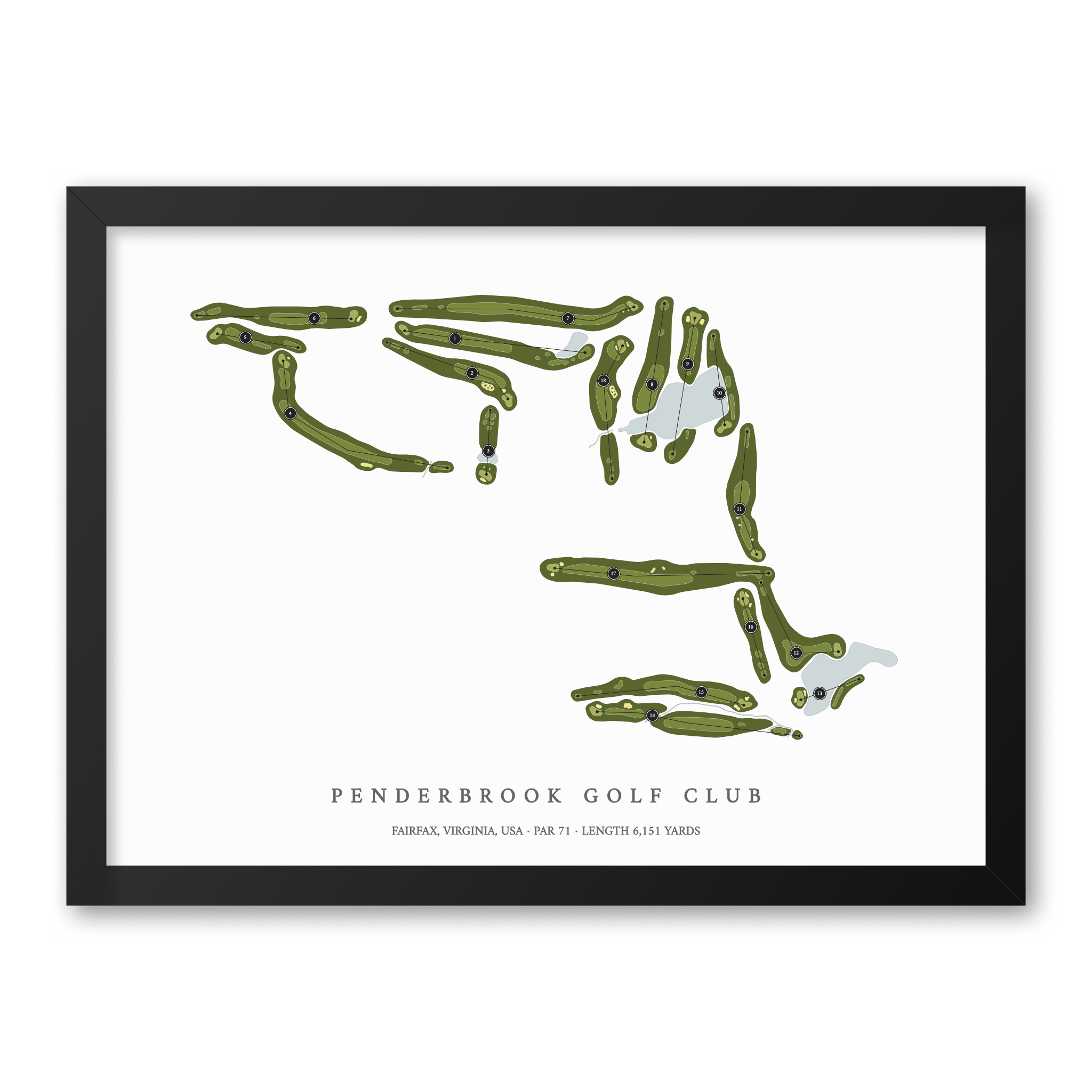 Penderbrook Golf Club | Golf Course Map | Black Frame