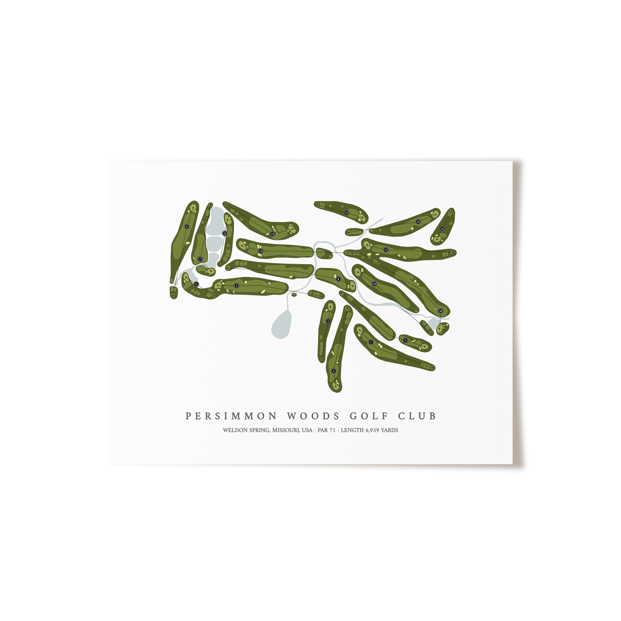 Persimmon Woods Golf Club | Golf Course Map | Unframed