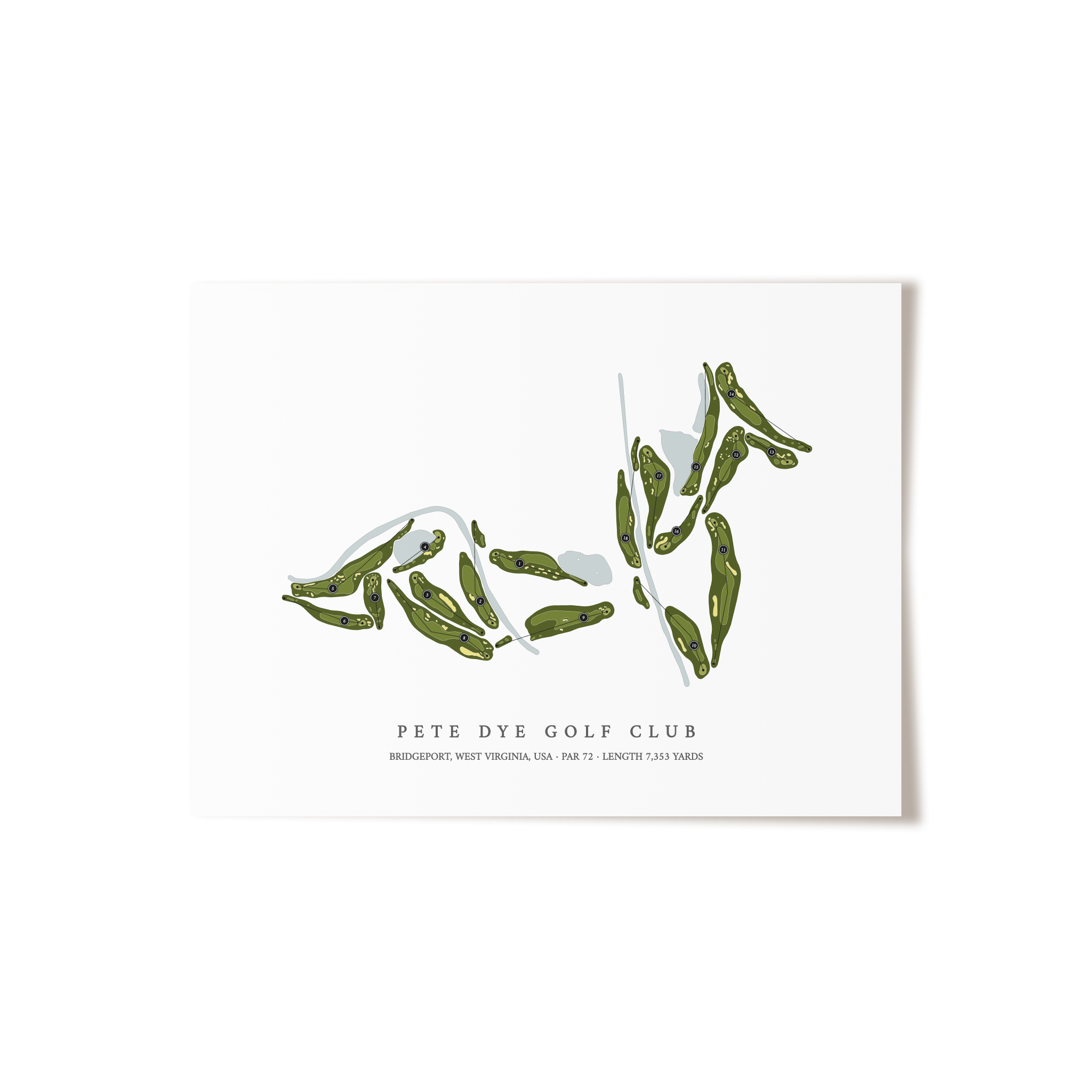 Pete Dye Golf Club | Golf Course Map | Unframed