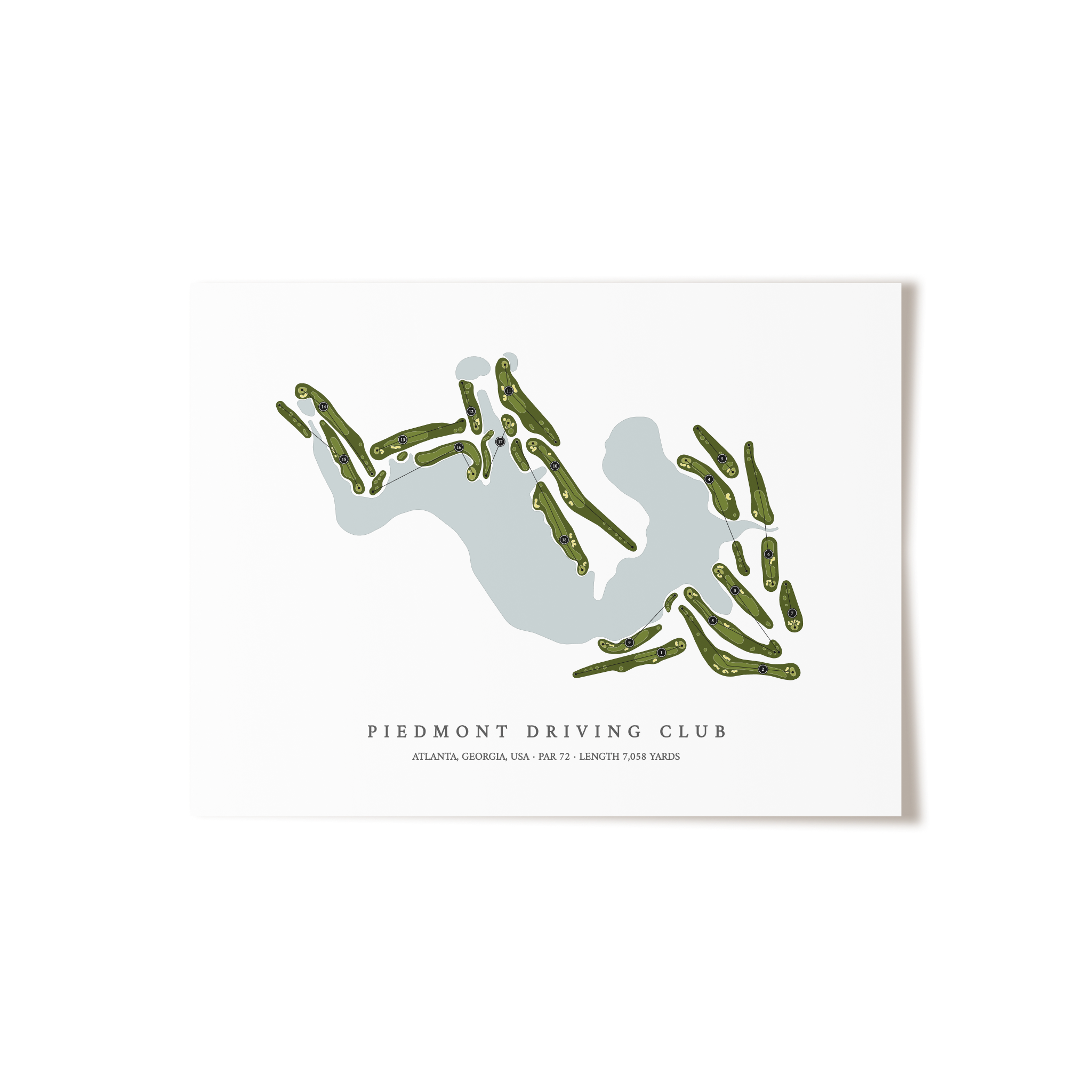 Piedmont Driving Club | Golf Course Map | Unframed