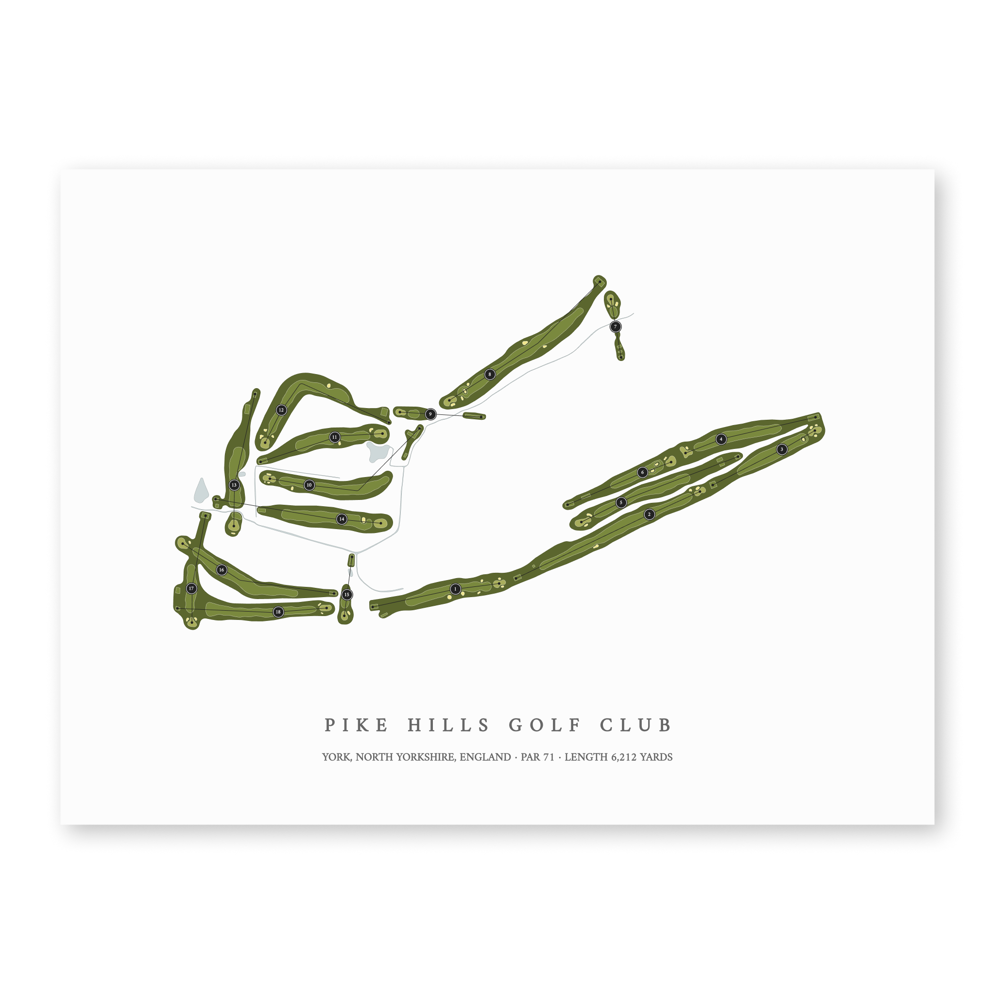 Pike Hills Golf Club | Golf Course Map | Unframed