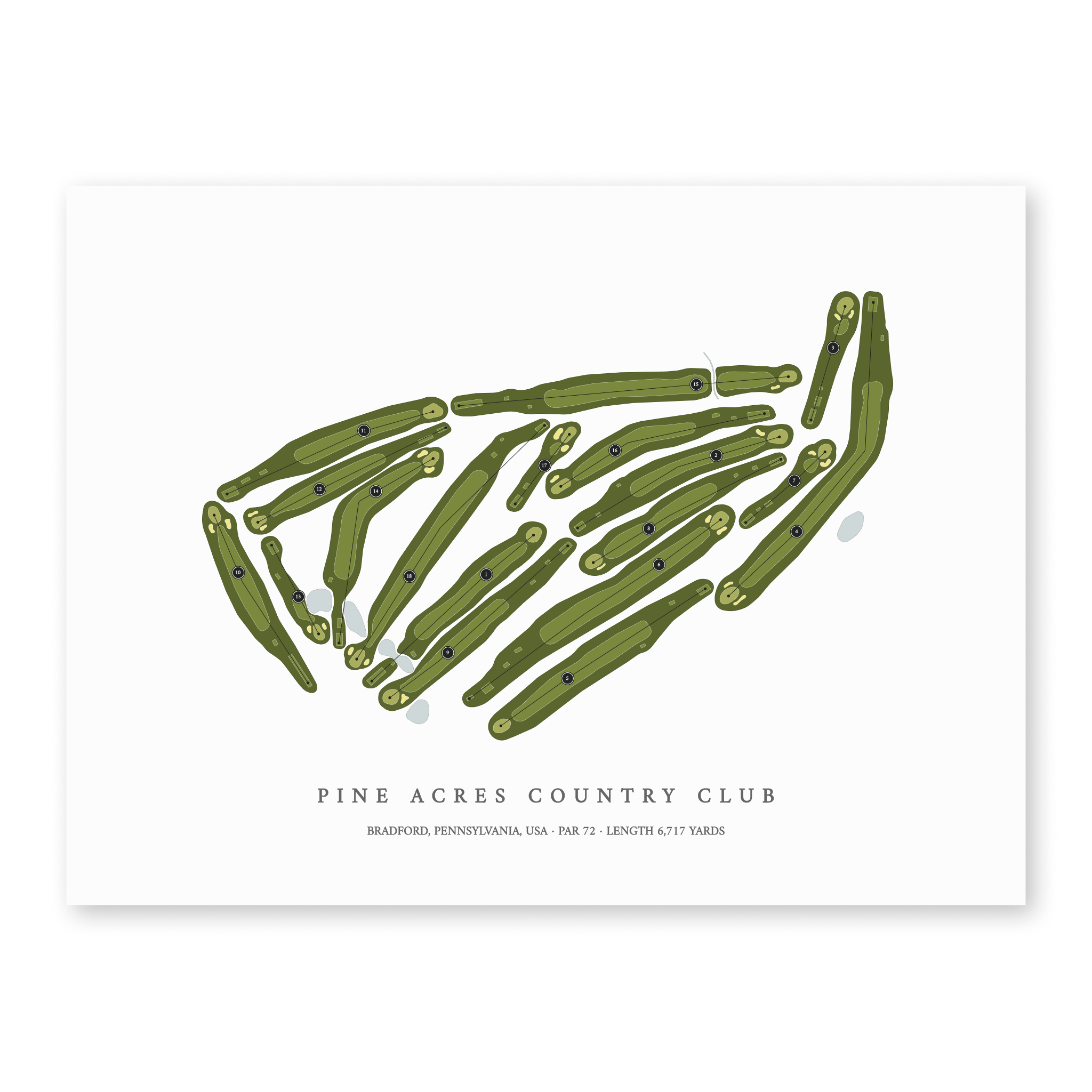 Pine Acres Country Club | Golf Course Map | Unframed