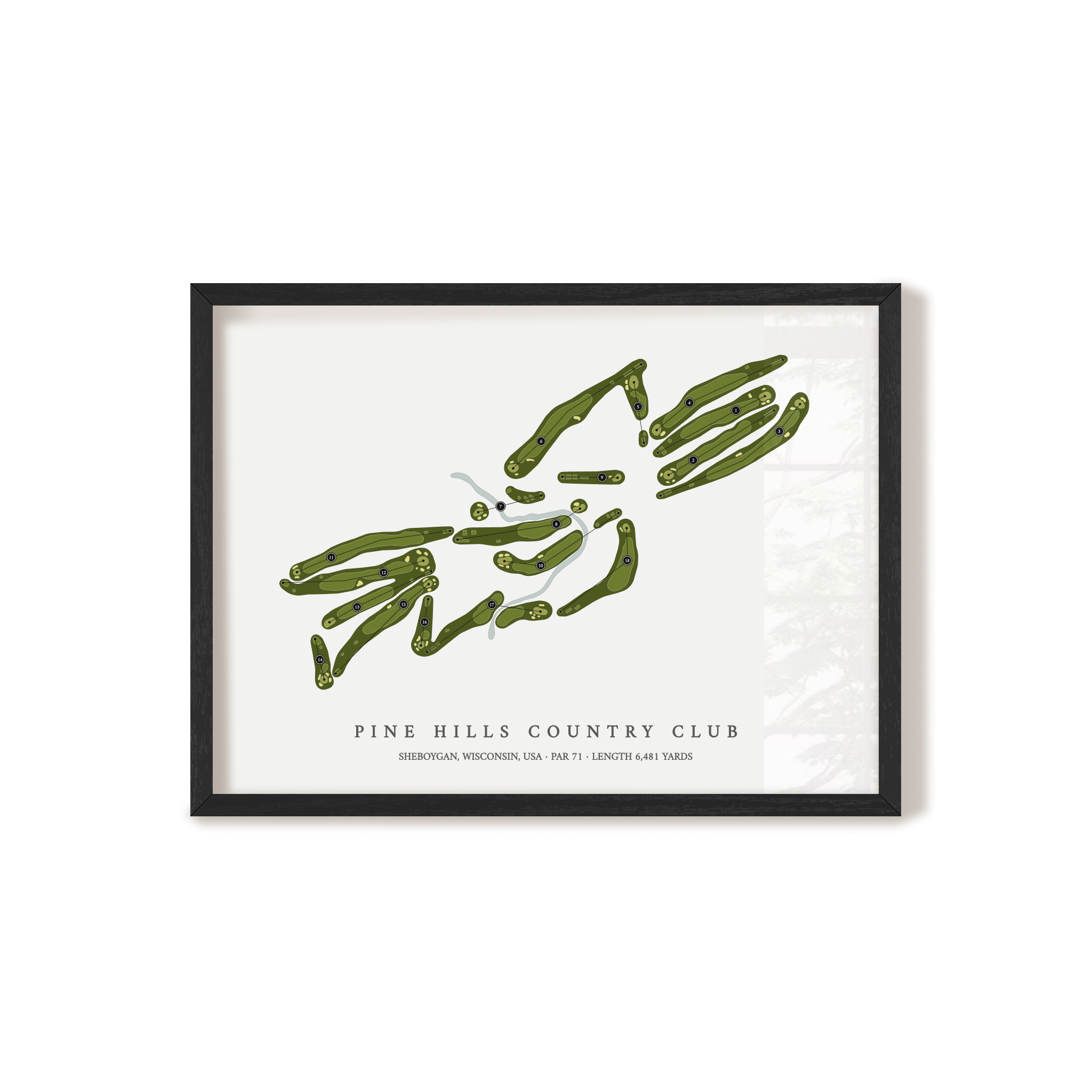 Pine Hills Country Club | Golf Course Map | Black Frame