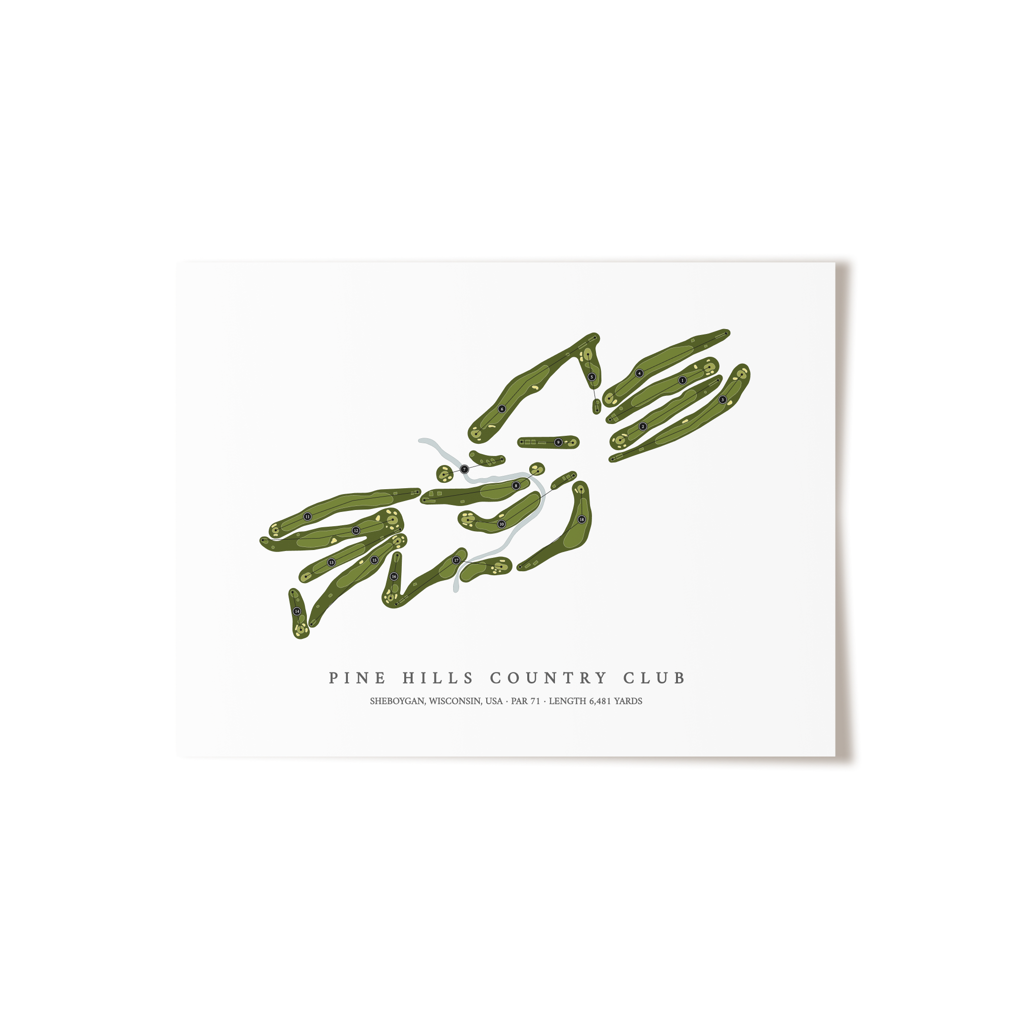 Pine Hills Country Club | Golf Course Map | Unframed