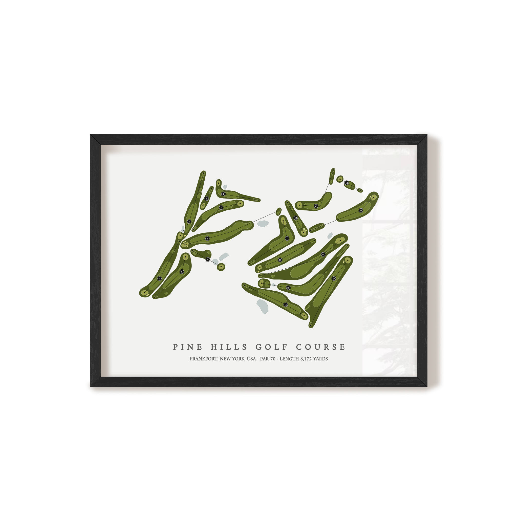 Pine Hills Golf Course | Golf Course Map | Black Frame