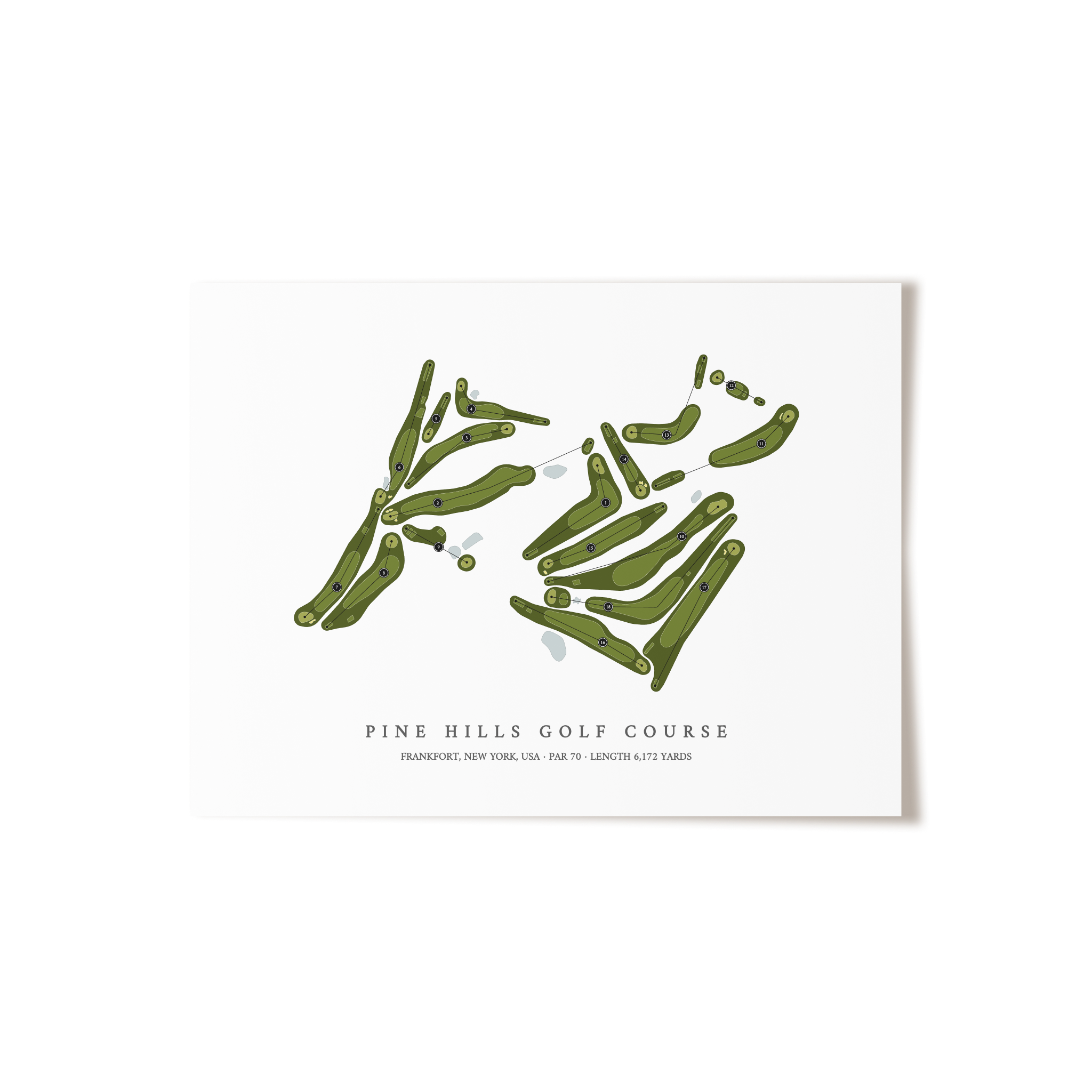 Pine Hills Golf Course | Golf Course Map | Unframed