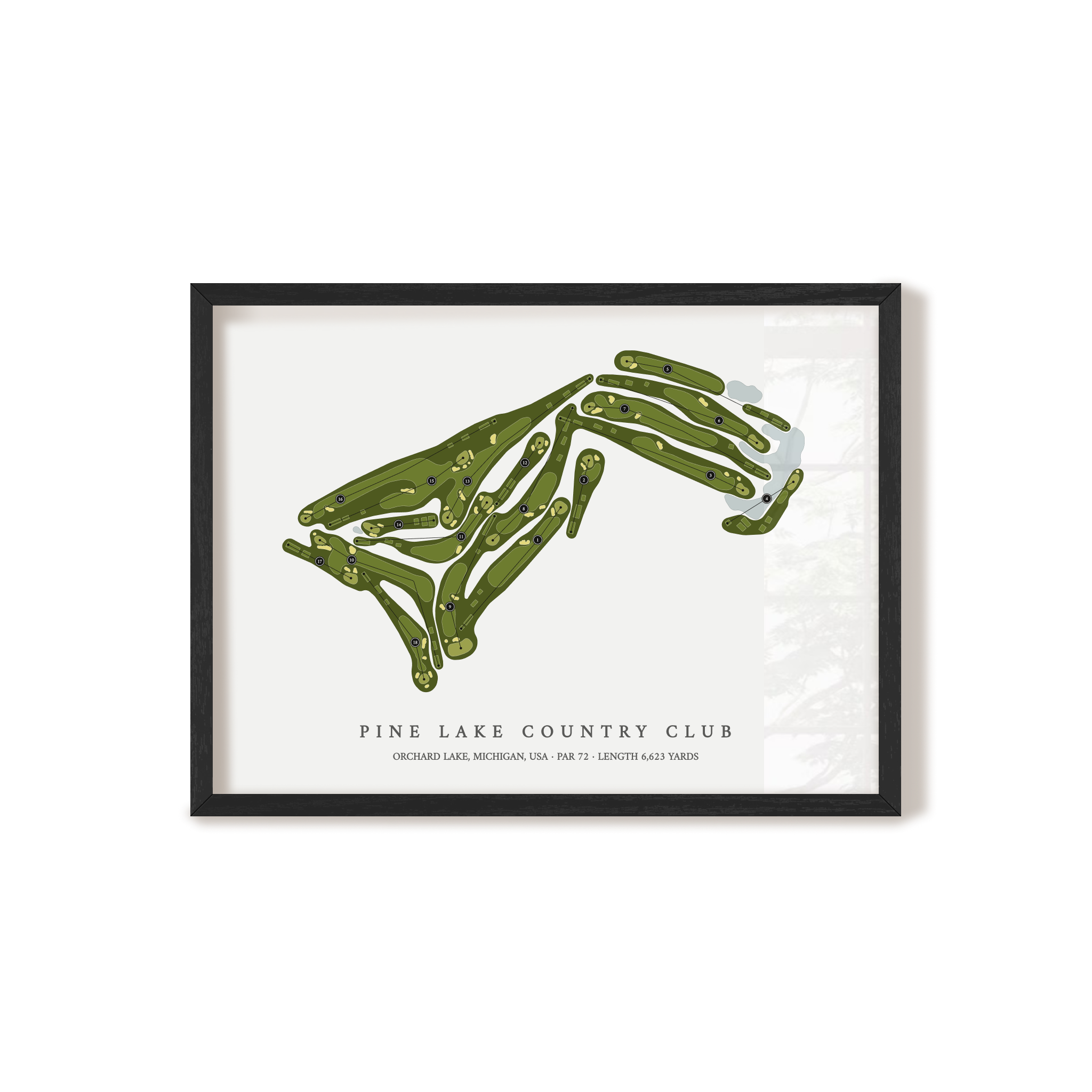 Pine Lake Country Club | Golf Course Map | Black Frame