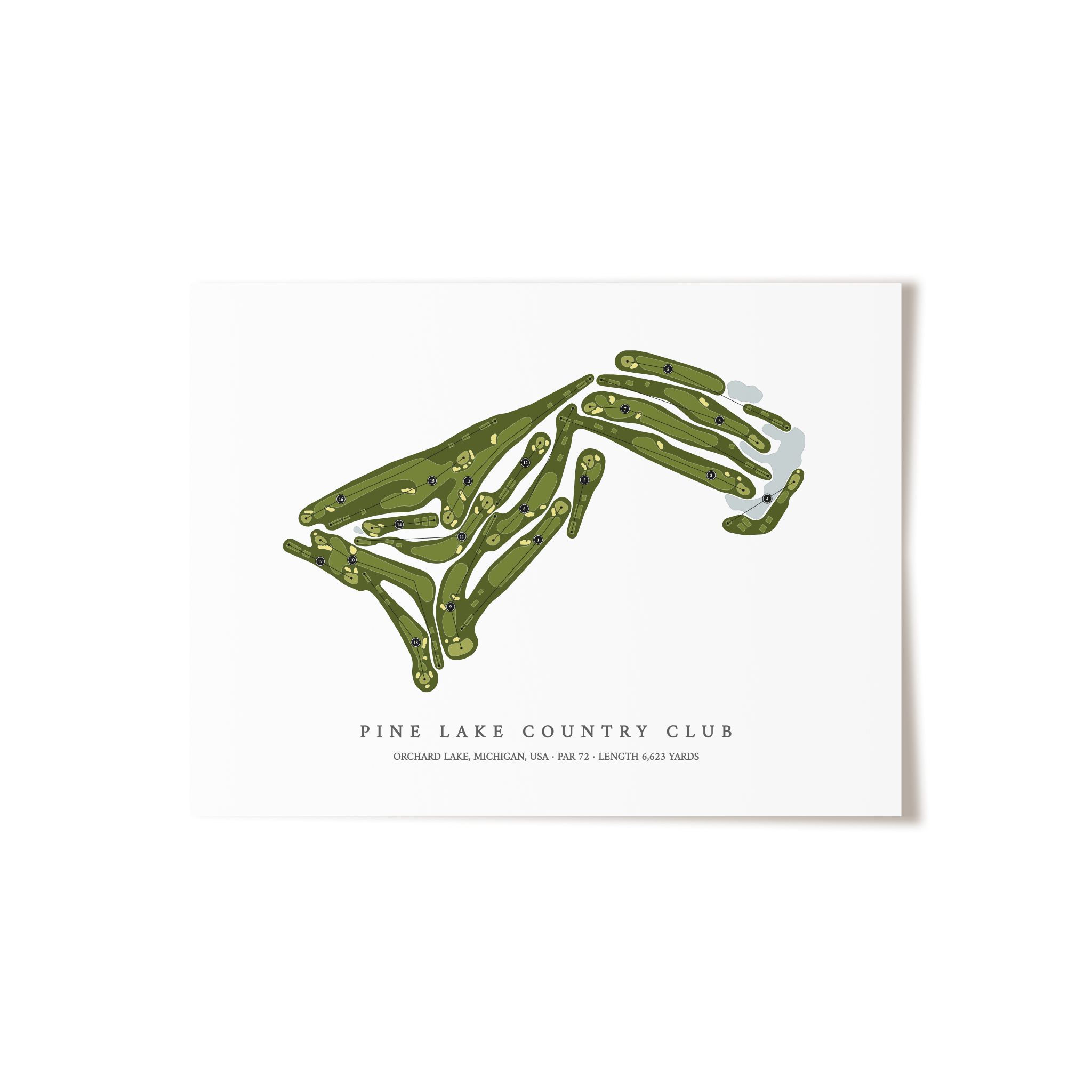 Pine Lake Country Club | Golf Course Map | Unframed