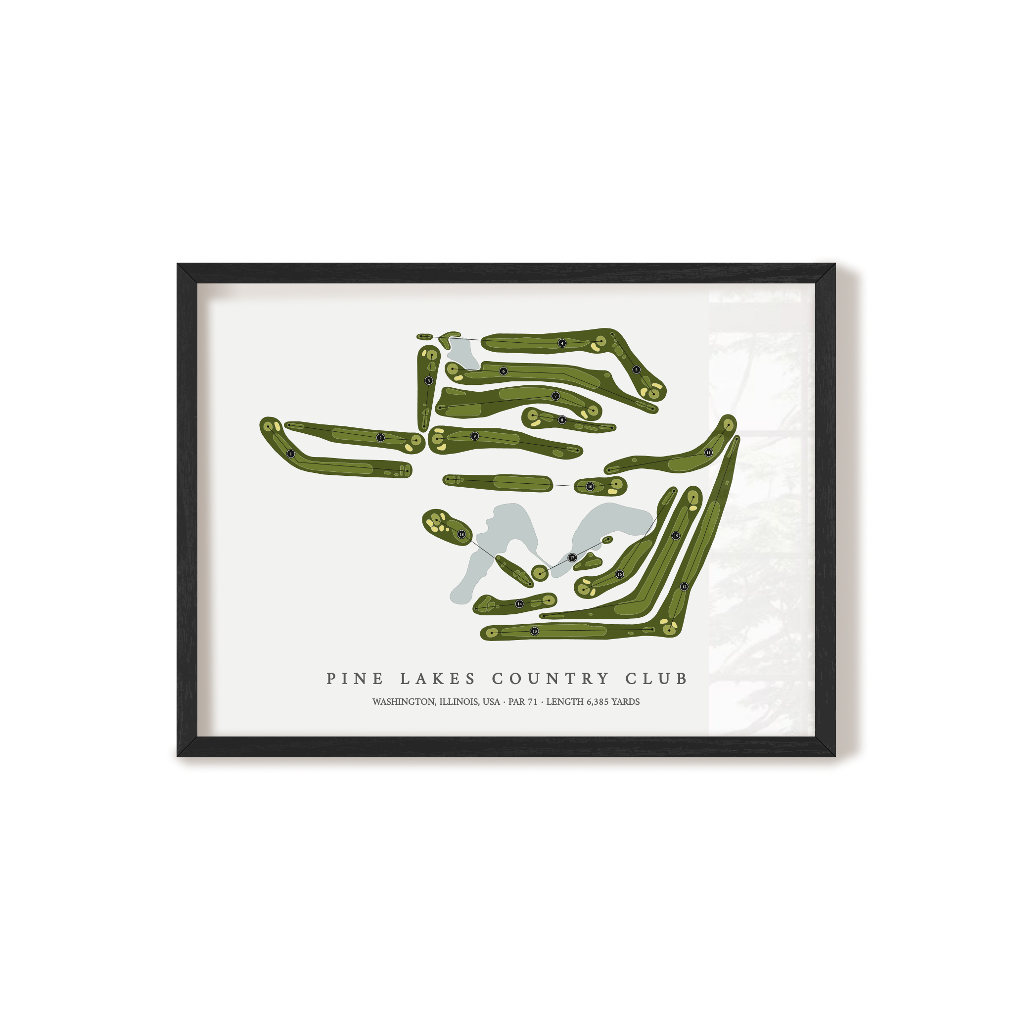 Pine Lakes Country Club | Golf Course Map | Black Frame