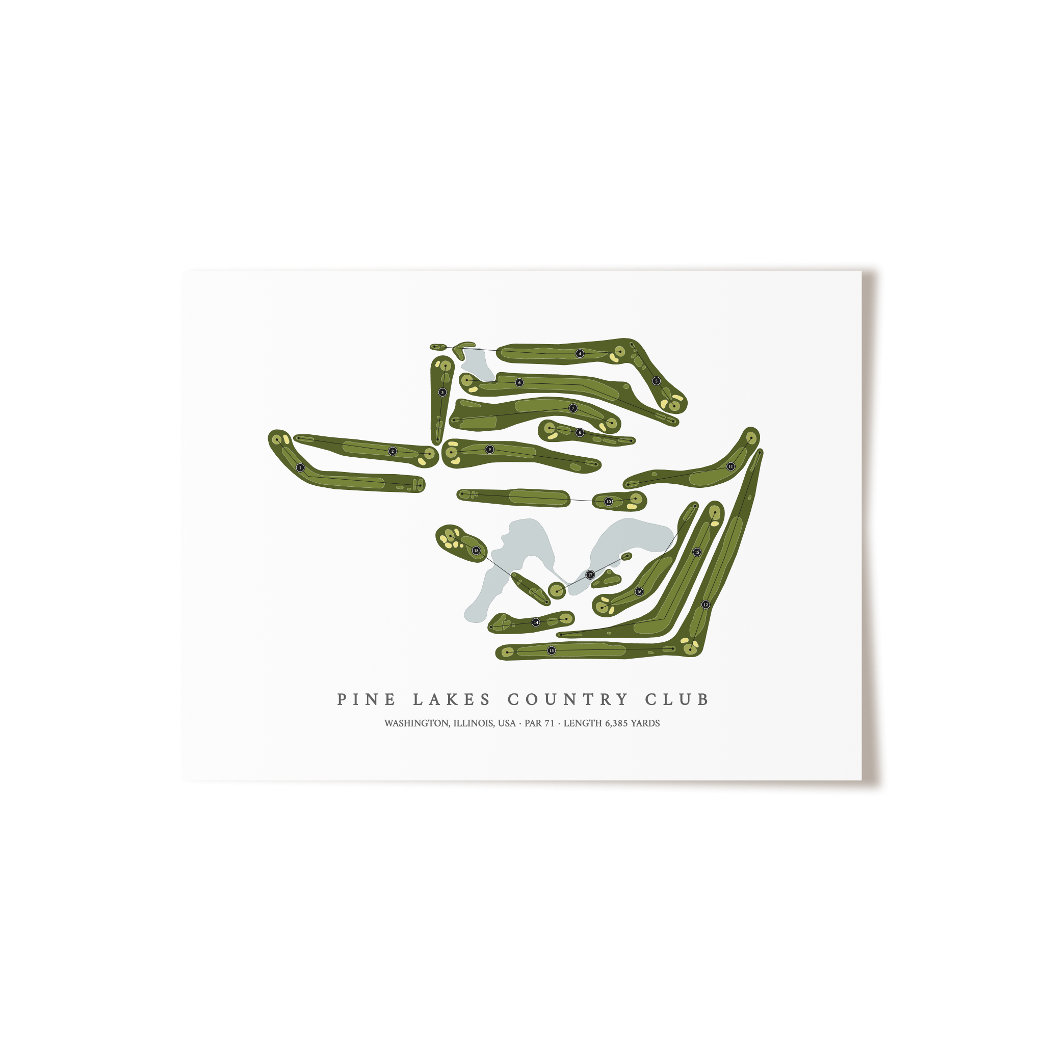 Pine Lakes Country Club | Golf Course Map | Unframed