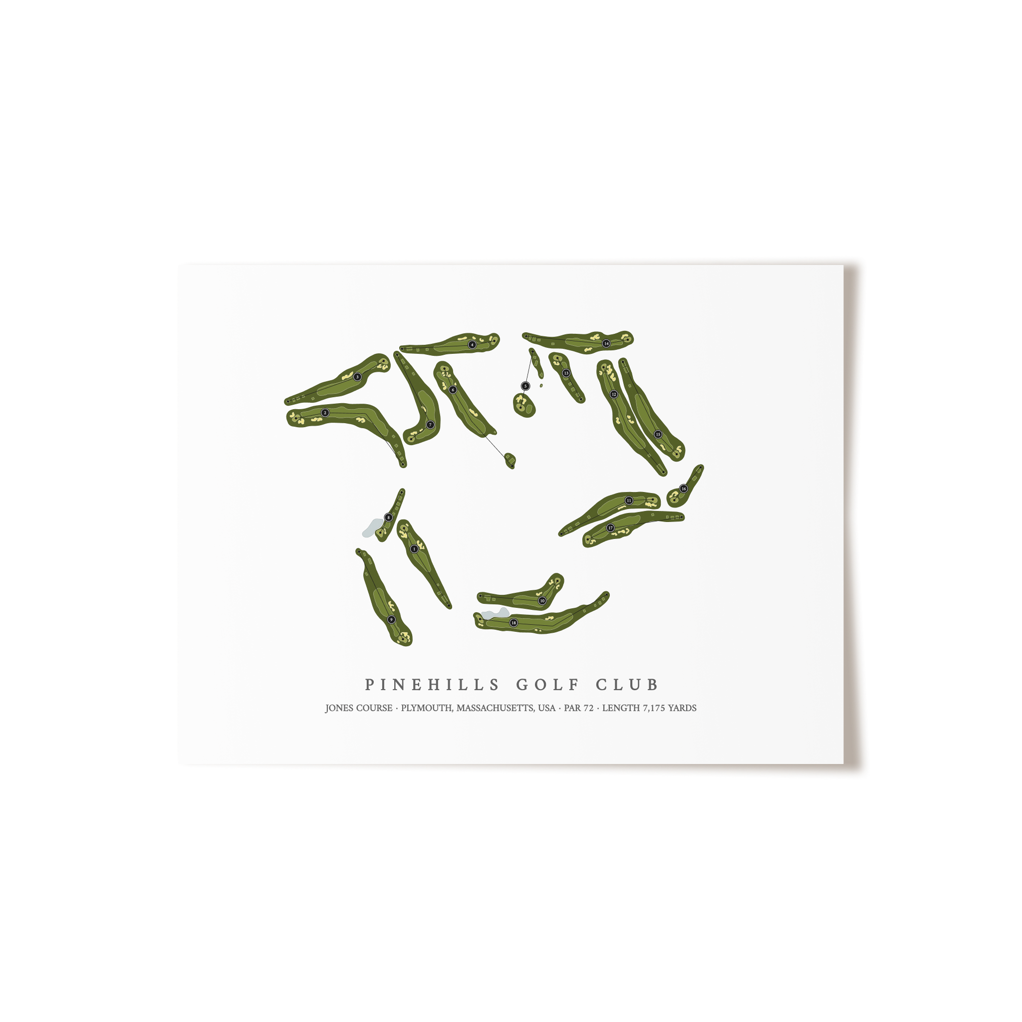 Pinehills Golf Club - Jones Course | Golf Course Map | Unframed