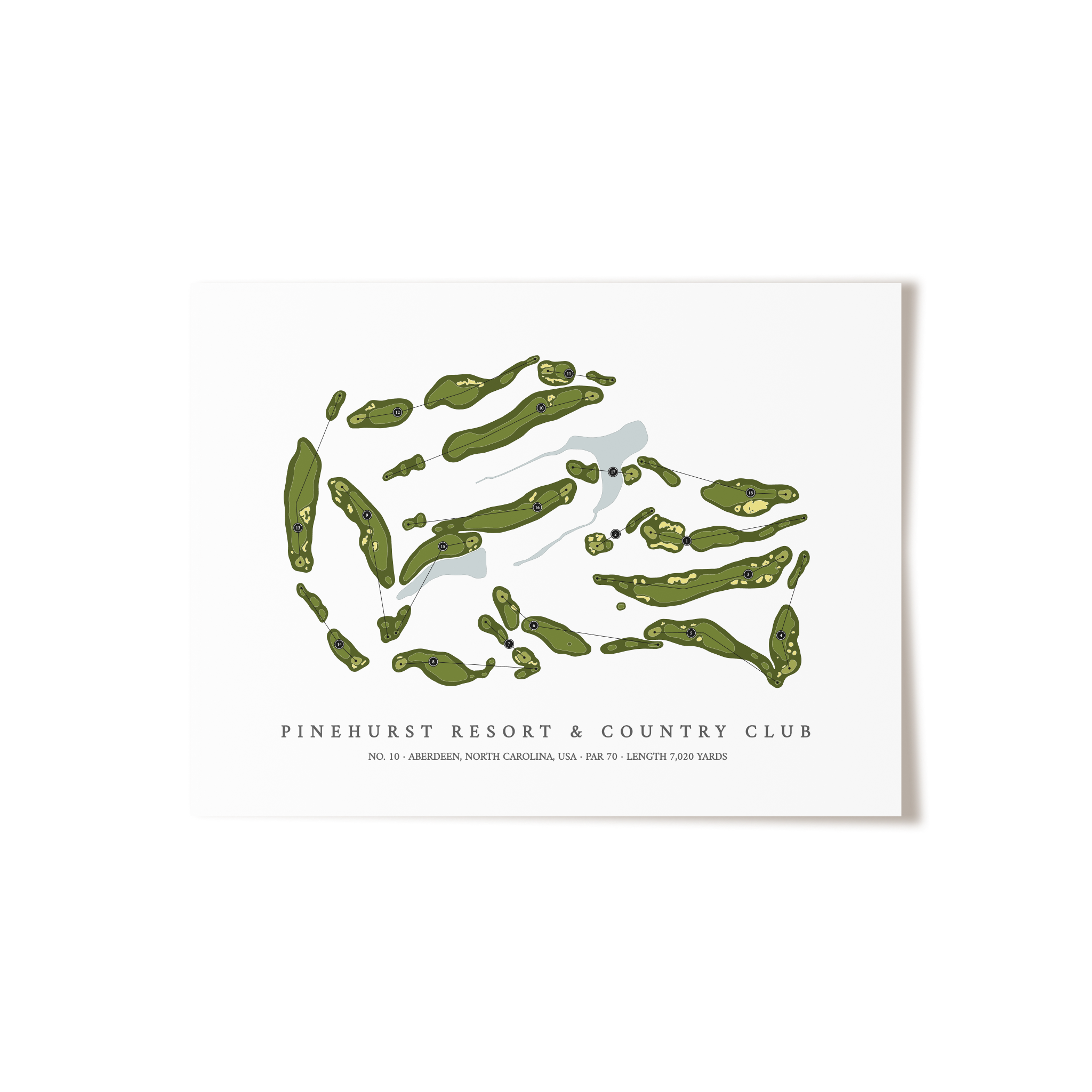 Pinehurst Resort & Country Club - No 10 | Golf Course Map | Unframed