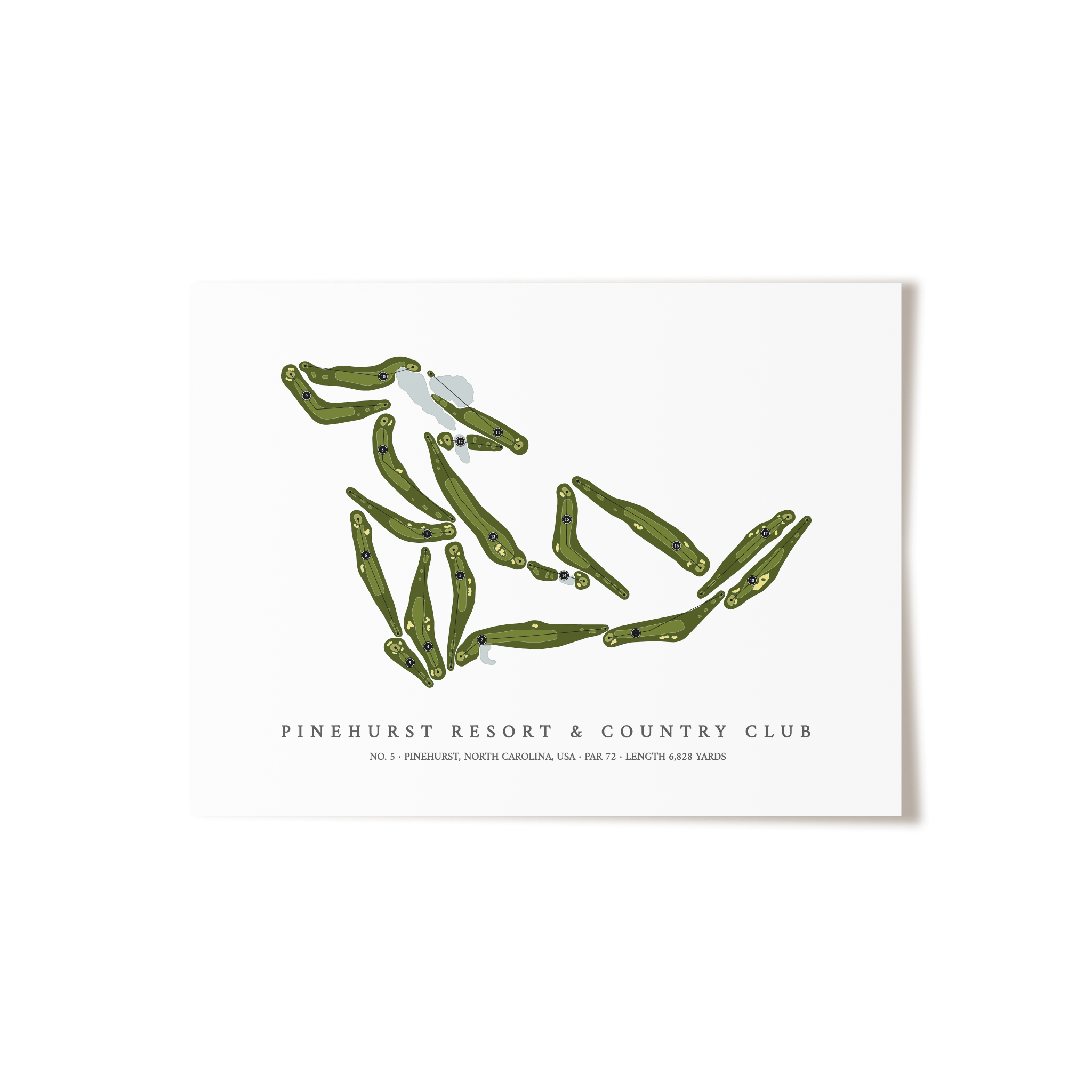 Pinehurst Resort & Country Club - No 5 | Golf Course Map | Unframed