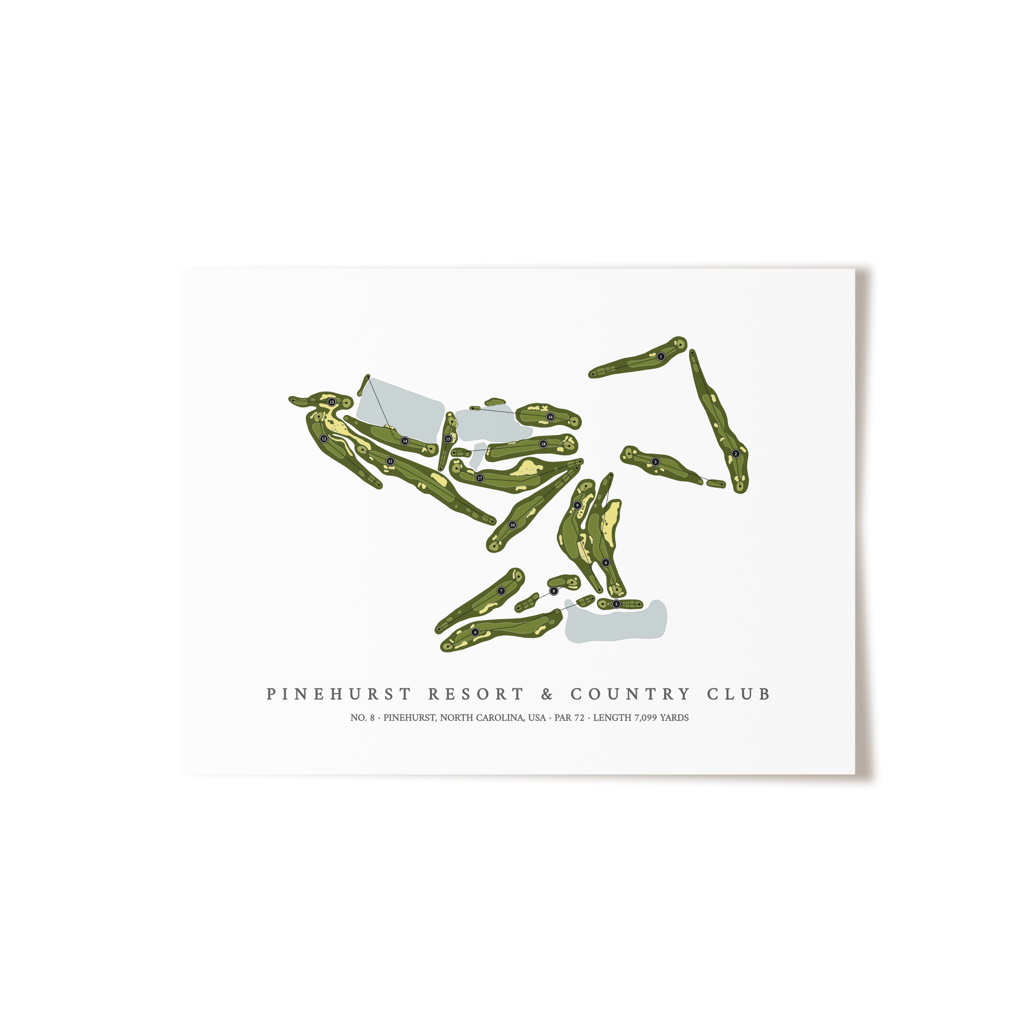 Pinehurst Resort & Country Club - No 8 | Golf Course Map | Unframed