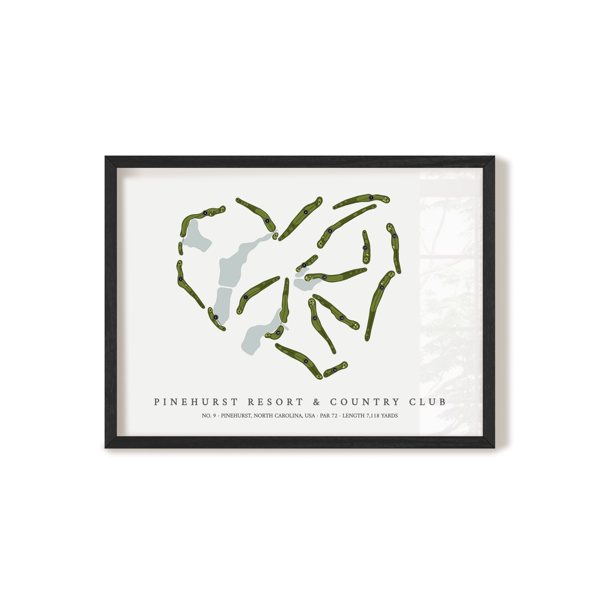 Pinehurst Resort & Country Club - No 9 | Golf Course Map | Black Frame