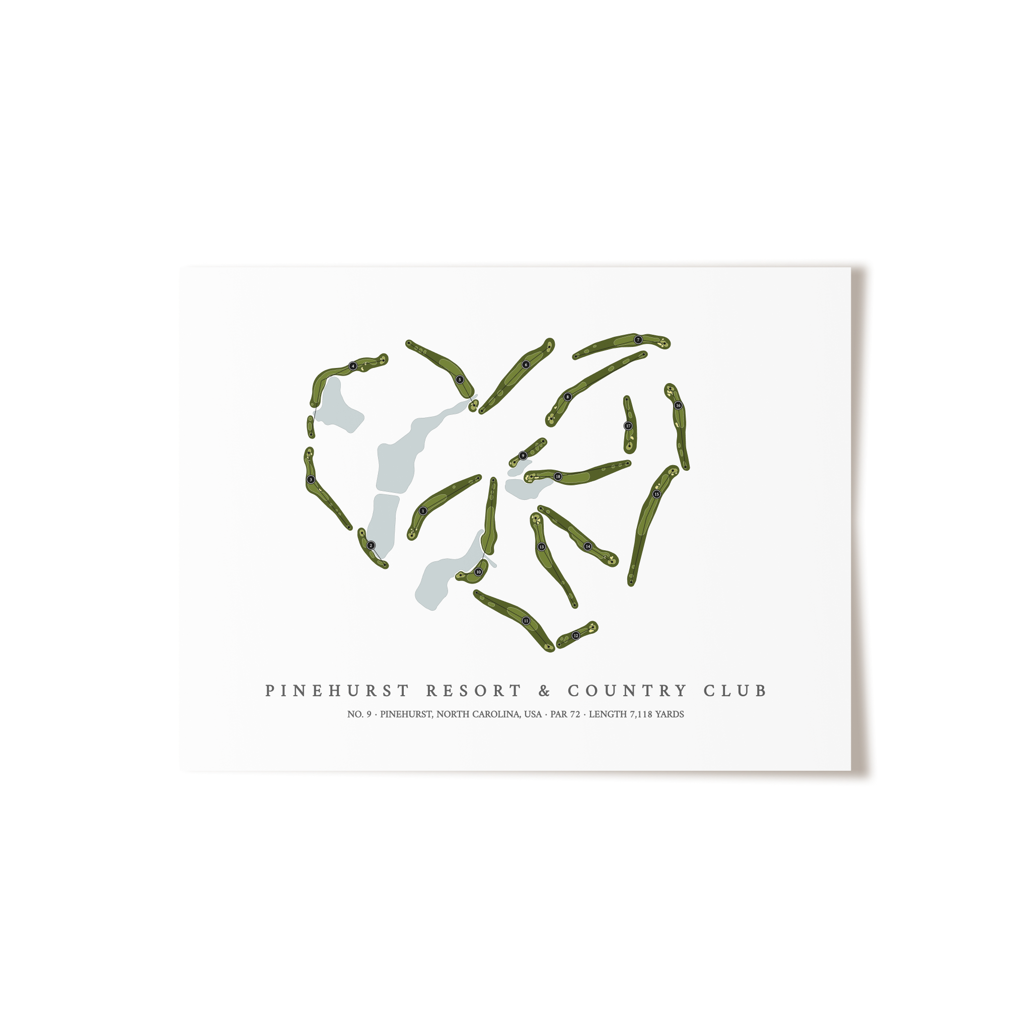 Pinehurst Resort & Country Club - No 9 | Golf Course Map | Unframed