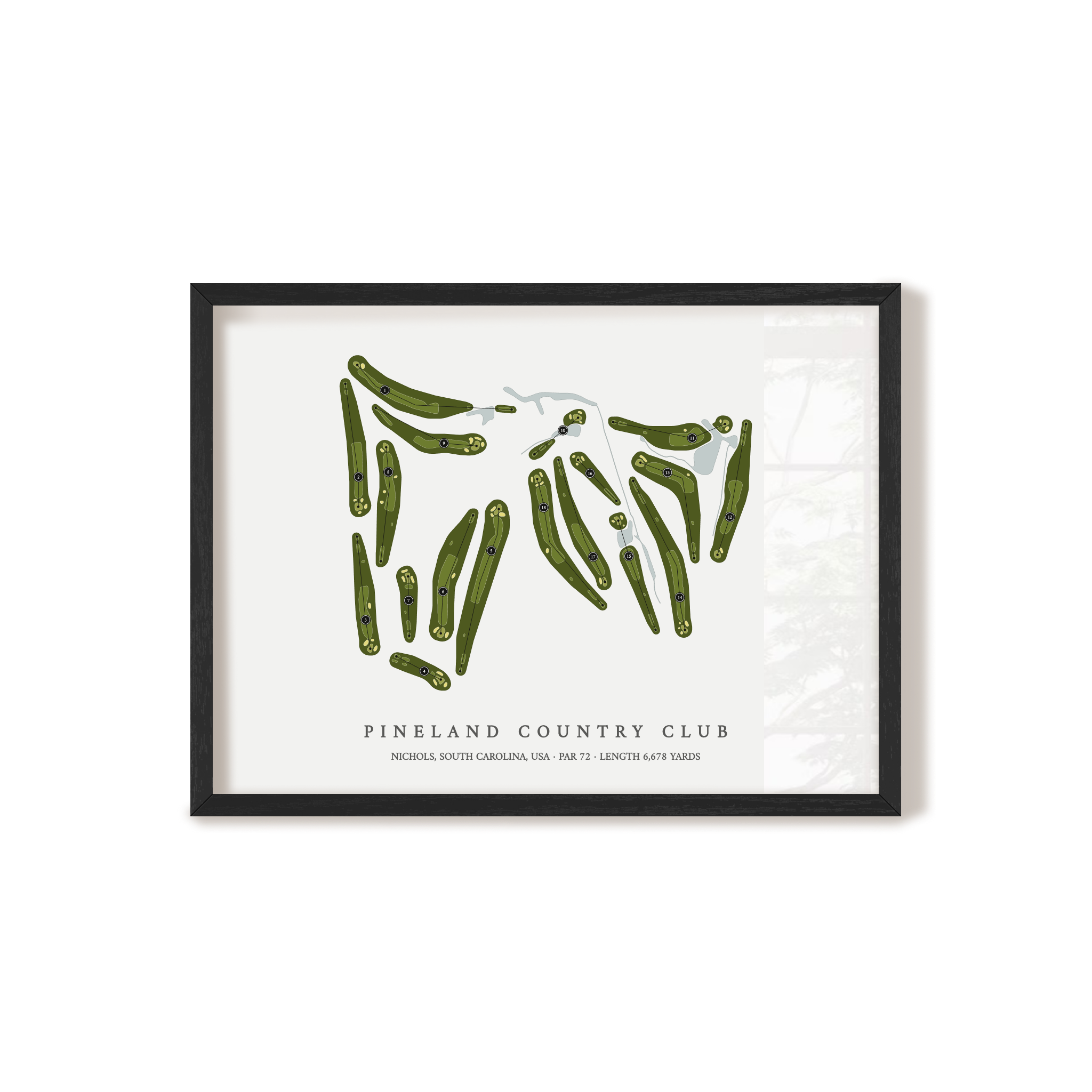 Pineland Country Club | Golf Course Map | Black Frame
