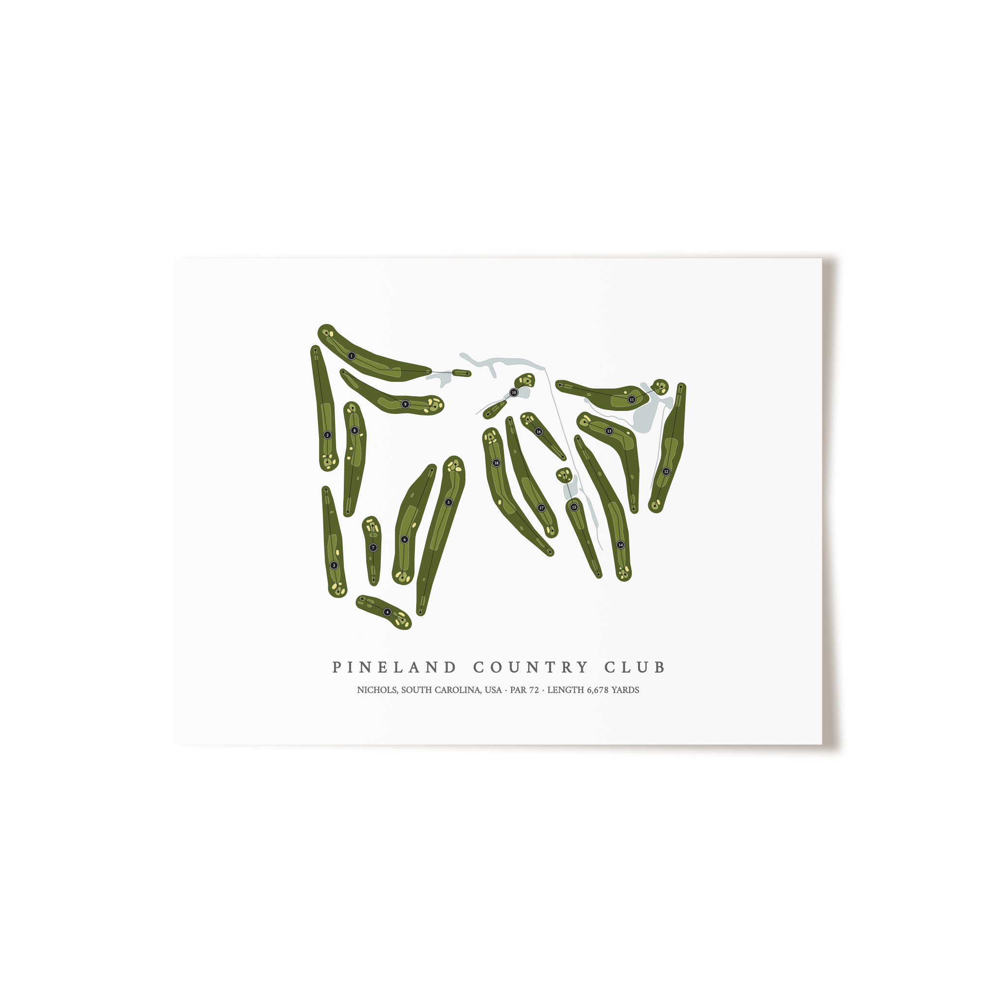 Pineland Country Club | Golf Course Map | Unframed