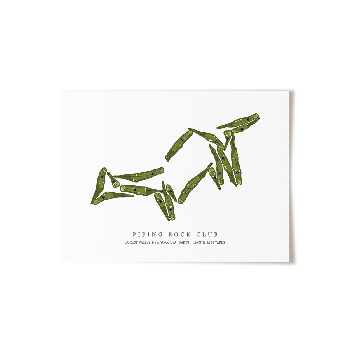 Piping Rock Club | Golf Course Map | Unframed