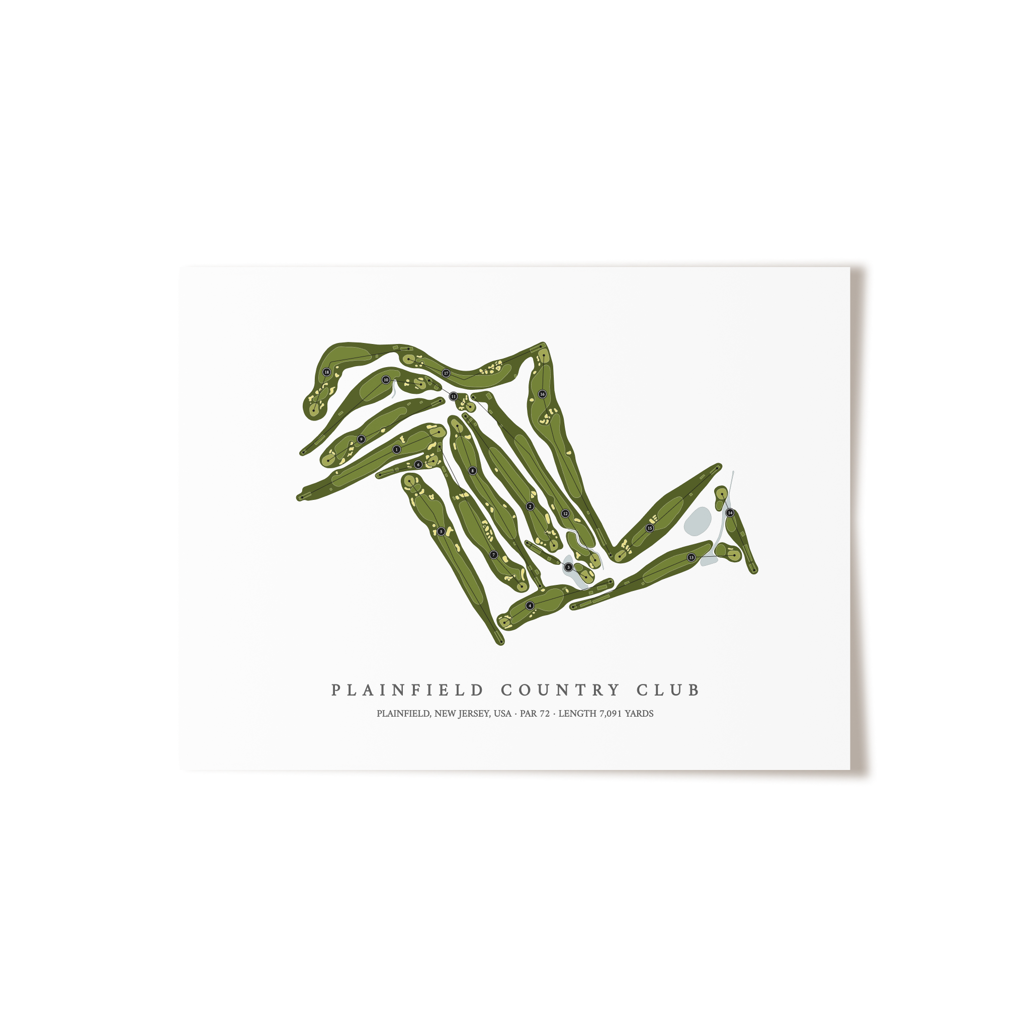 Plainfield Country Club | Golf Course Map | Unframed